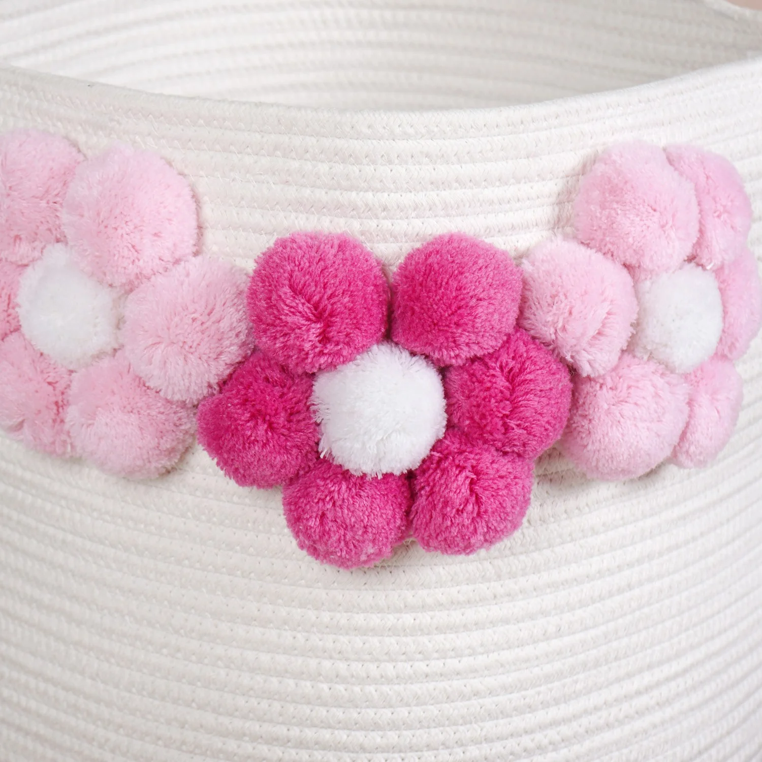 White Basket With Pink Flowers 40cm - Image 9