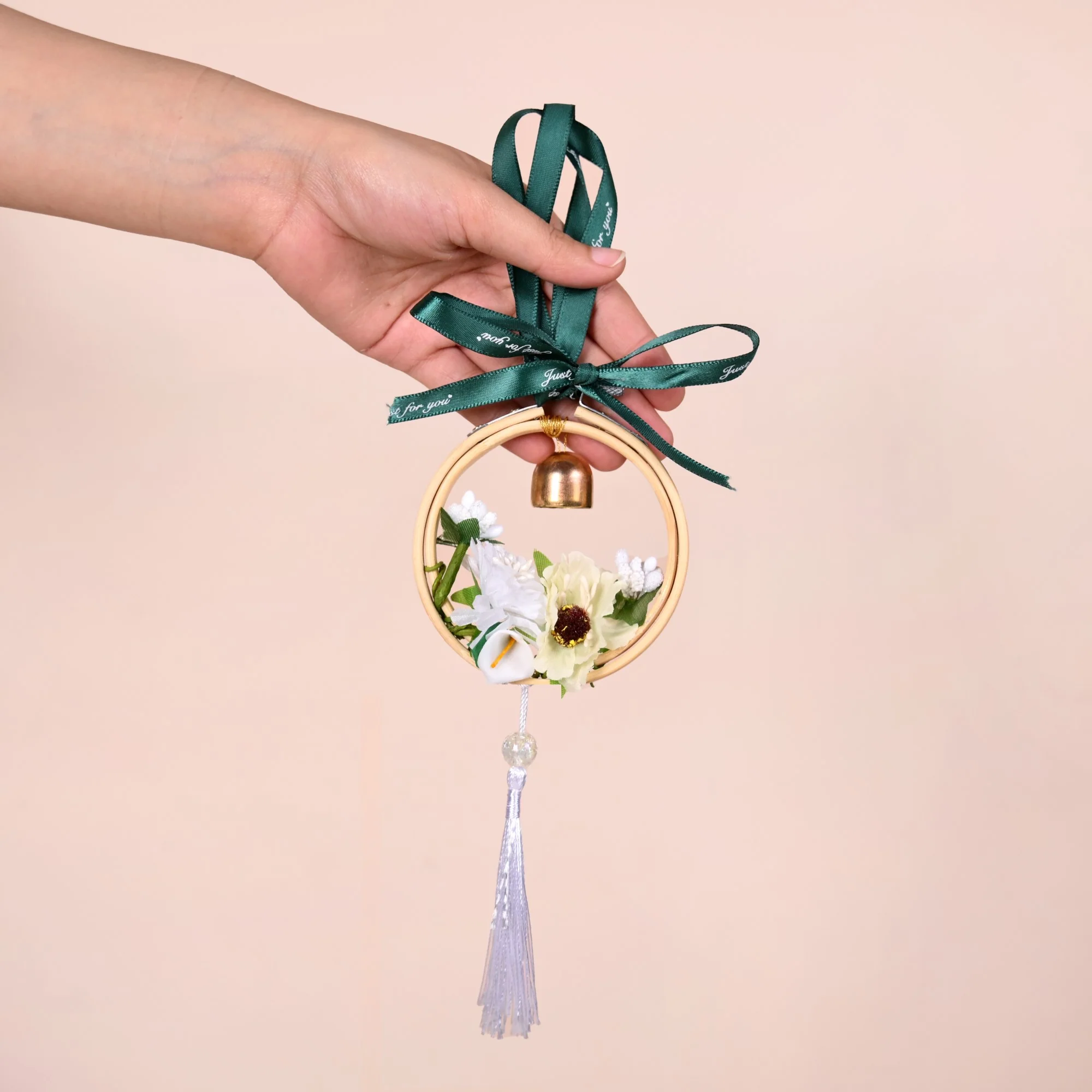 White Blooms DIY Hanging Car Accessory For Mirror - Image 3