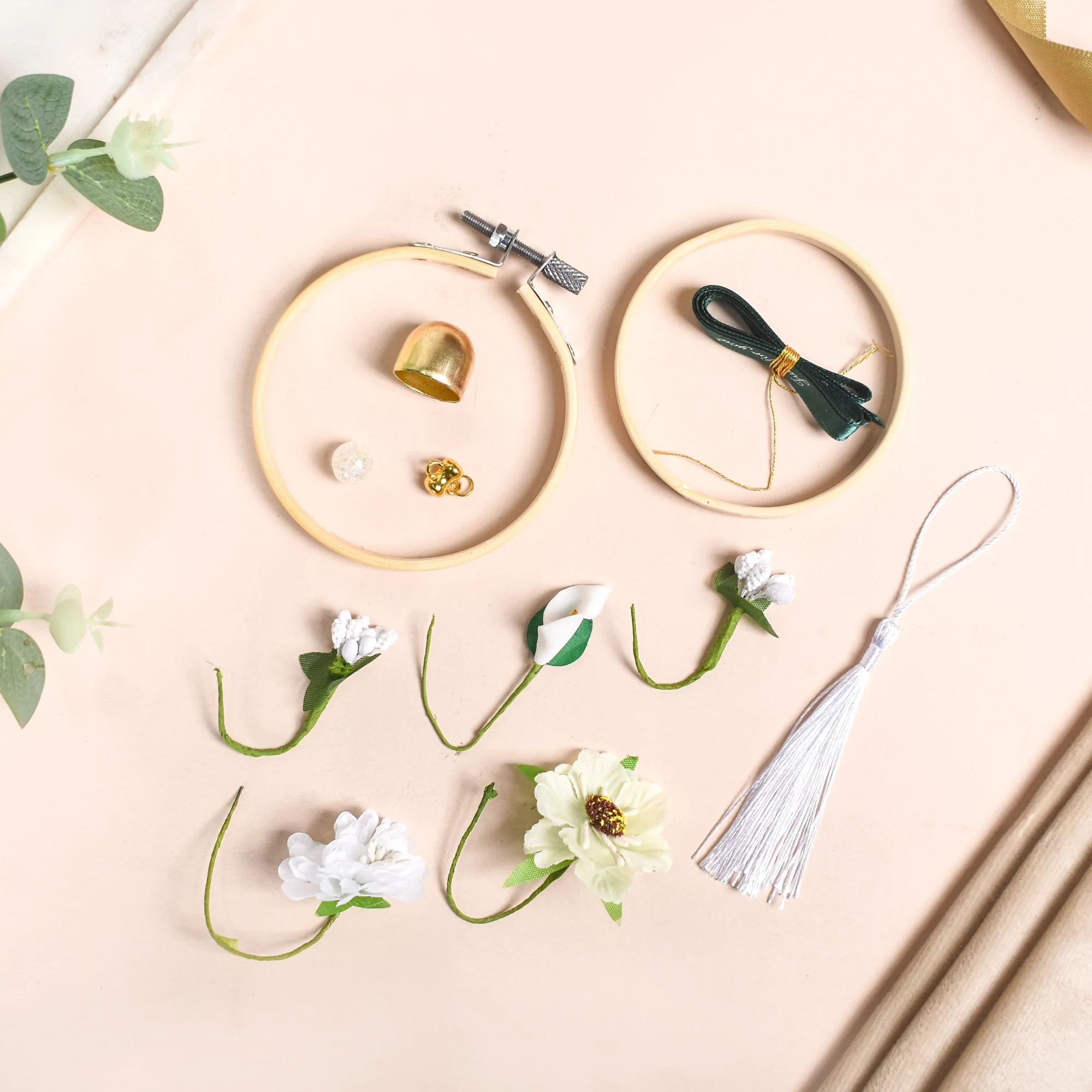 White Blooms DIY Hanging Car Accessory For Mirror - Image 6