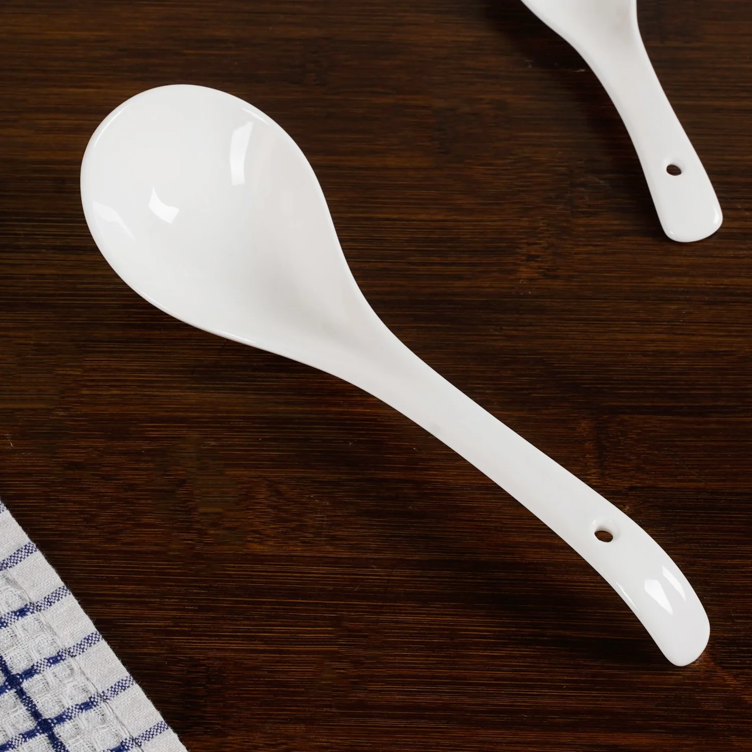 White Ceramic Pot And Bowl Set With Spoons And Wooden Stand - Image 6