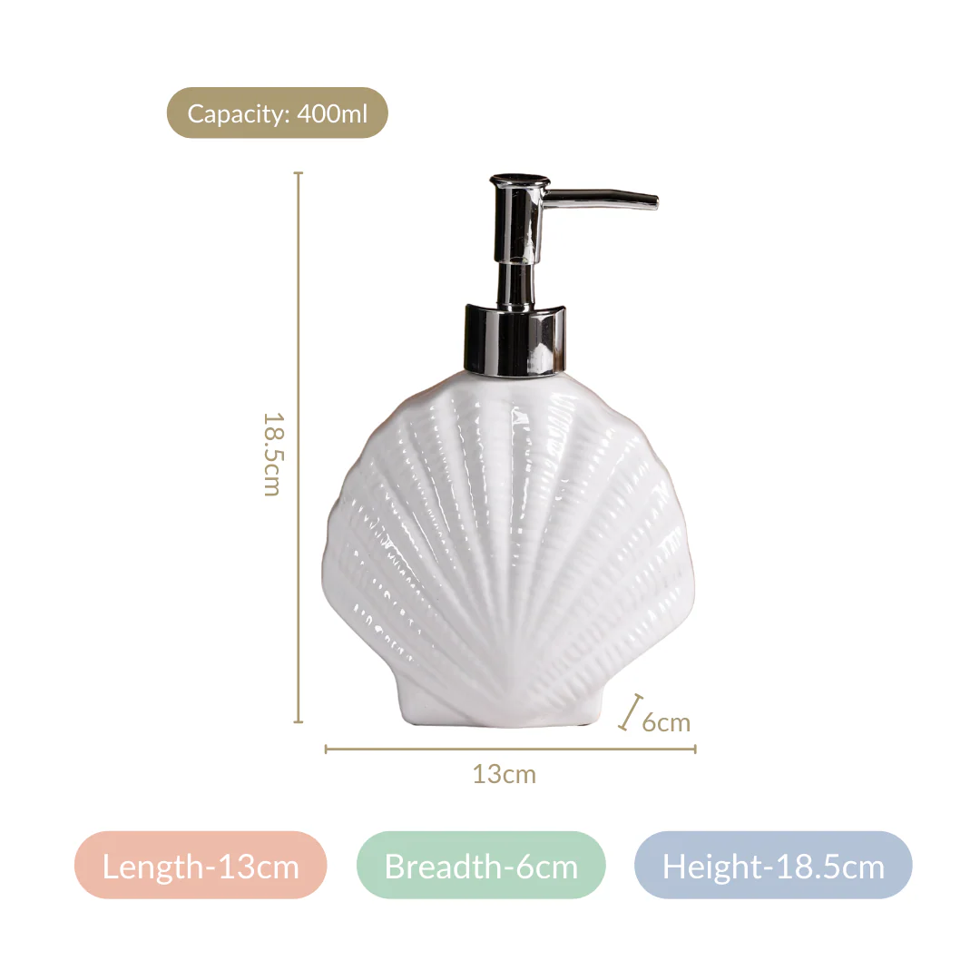 White Ceramic Seashell Soap Dispenser - Image 3