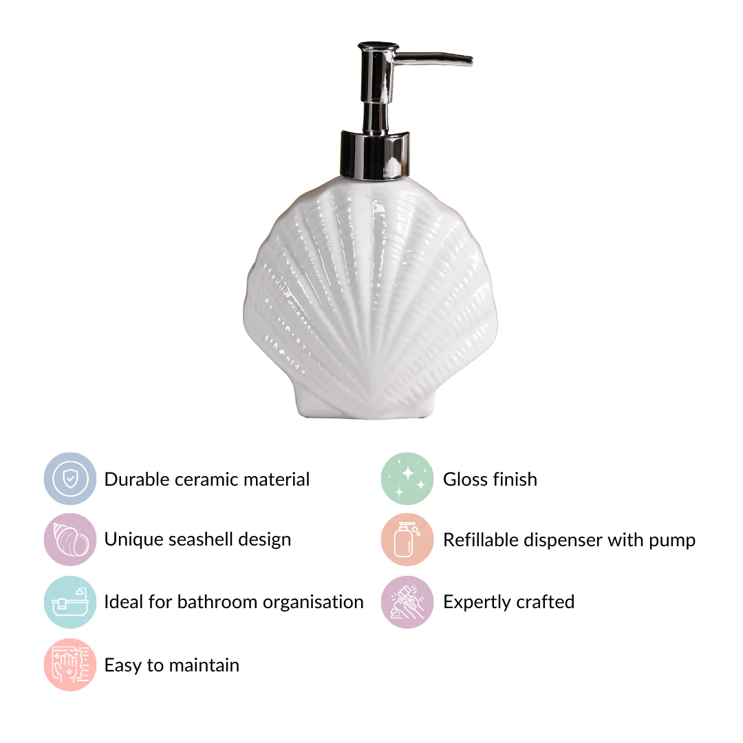 White Ceramic Seashell Soap Dispenser - Image 5