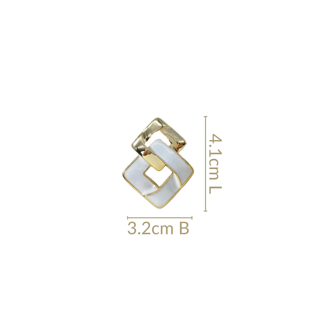 White Crossing Square Earrings - Image 3