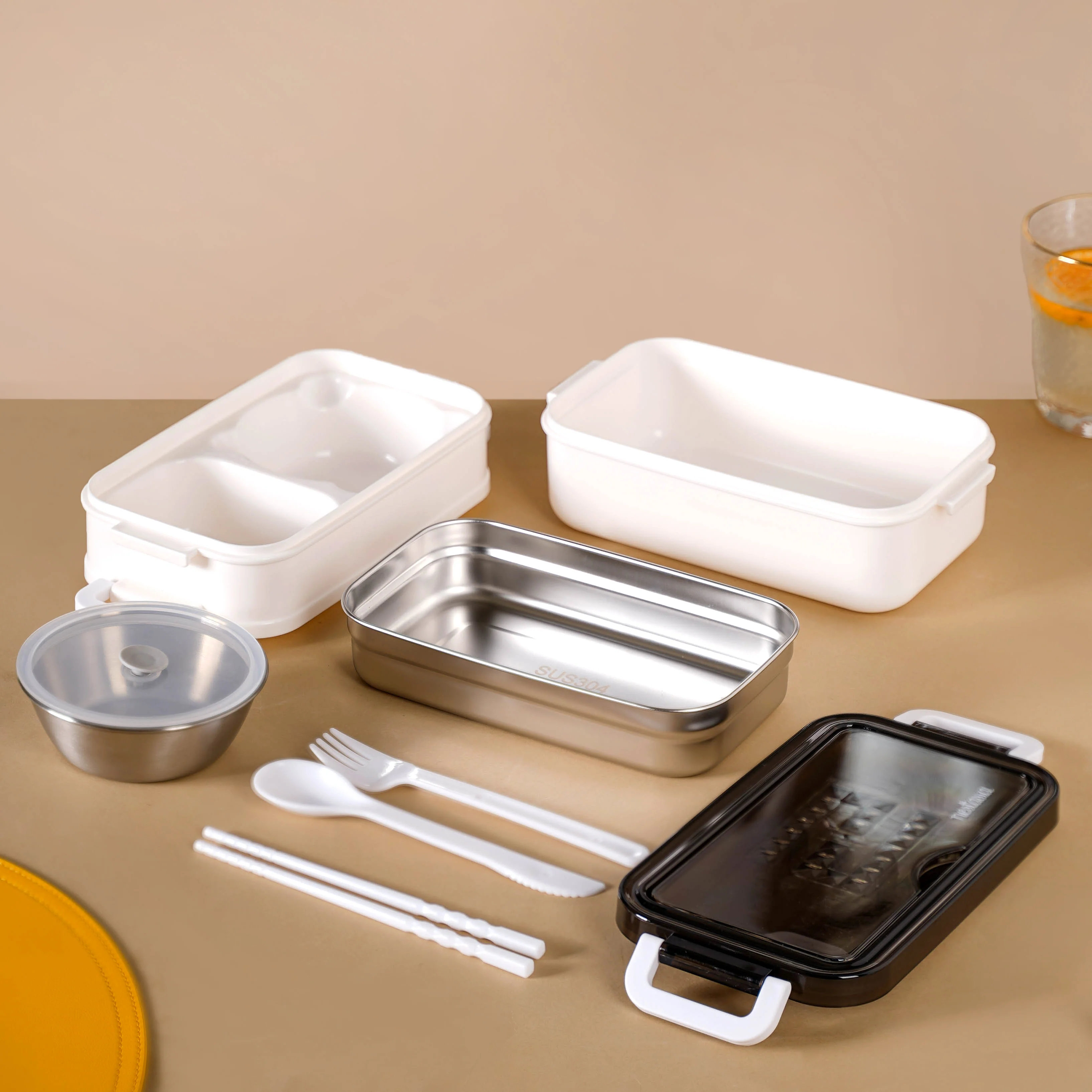 White Double Decker Bento Tiffin Box 1050ml - Image 8