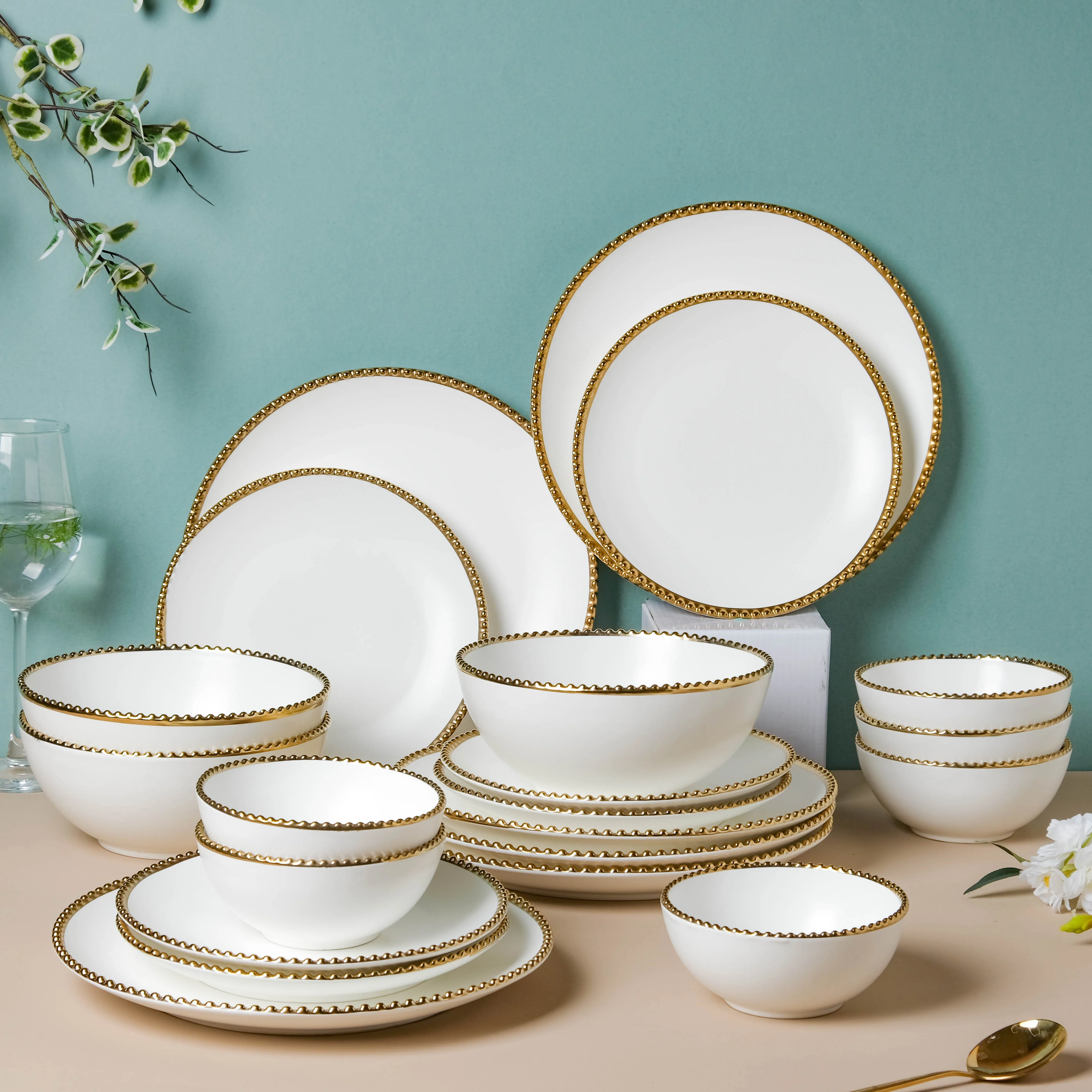 White Elysian 21 Piece Dinner Set For 6 - Image 15