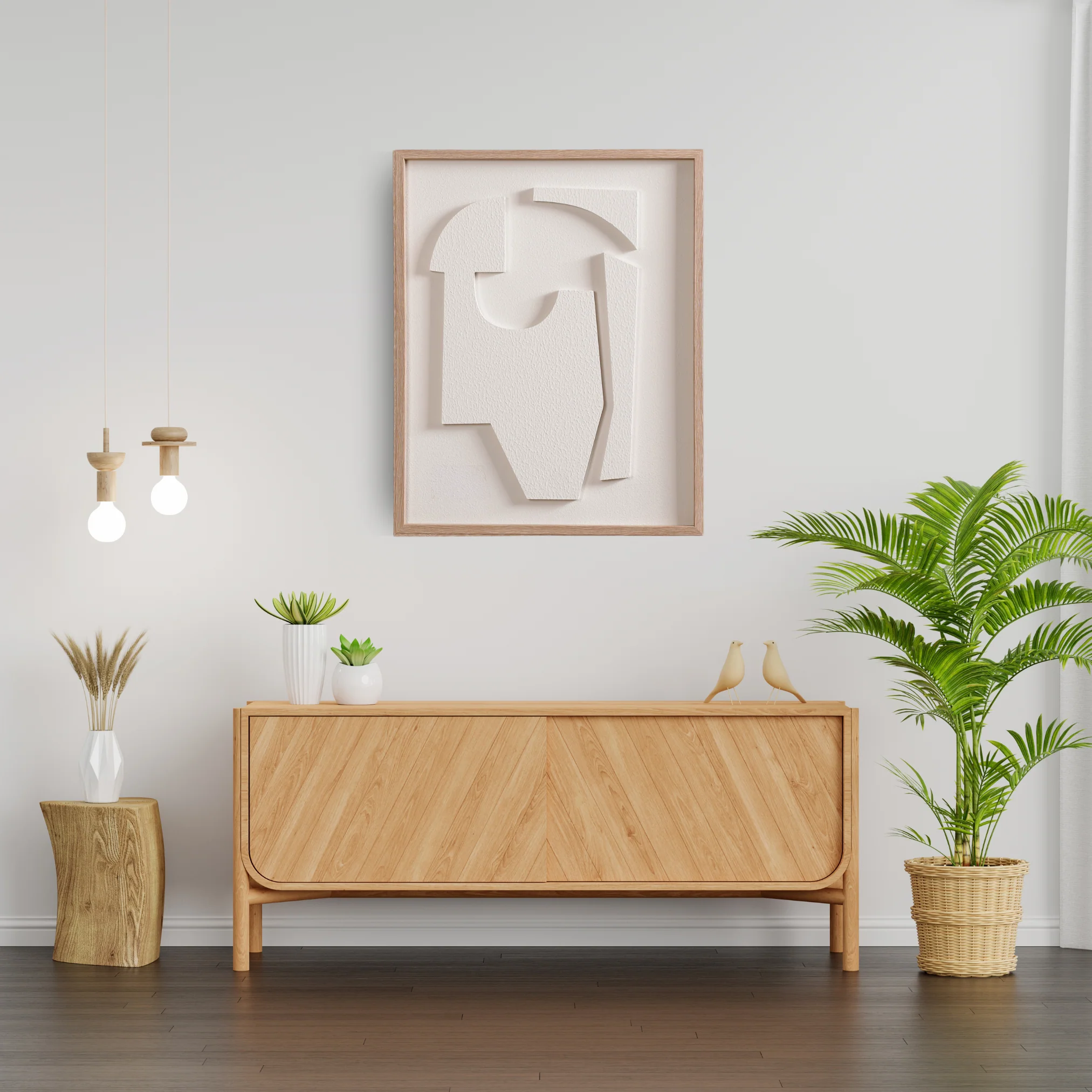 White Embossed 3D Wall Artwork 20x16 Inch - Image 4