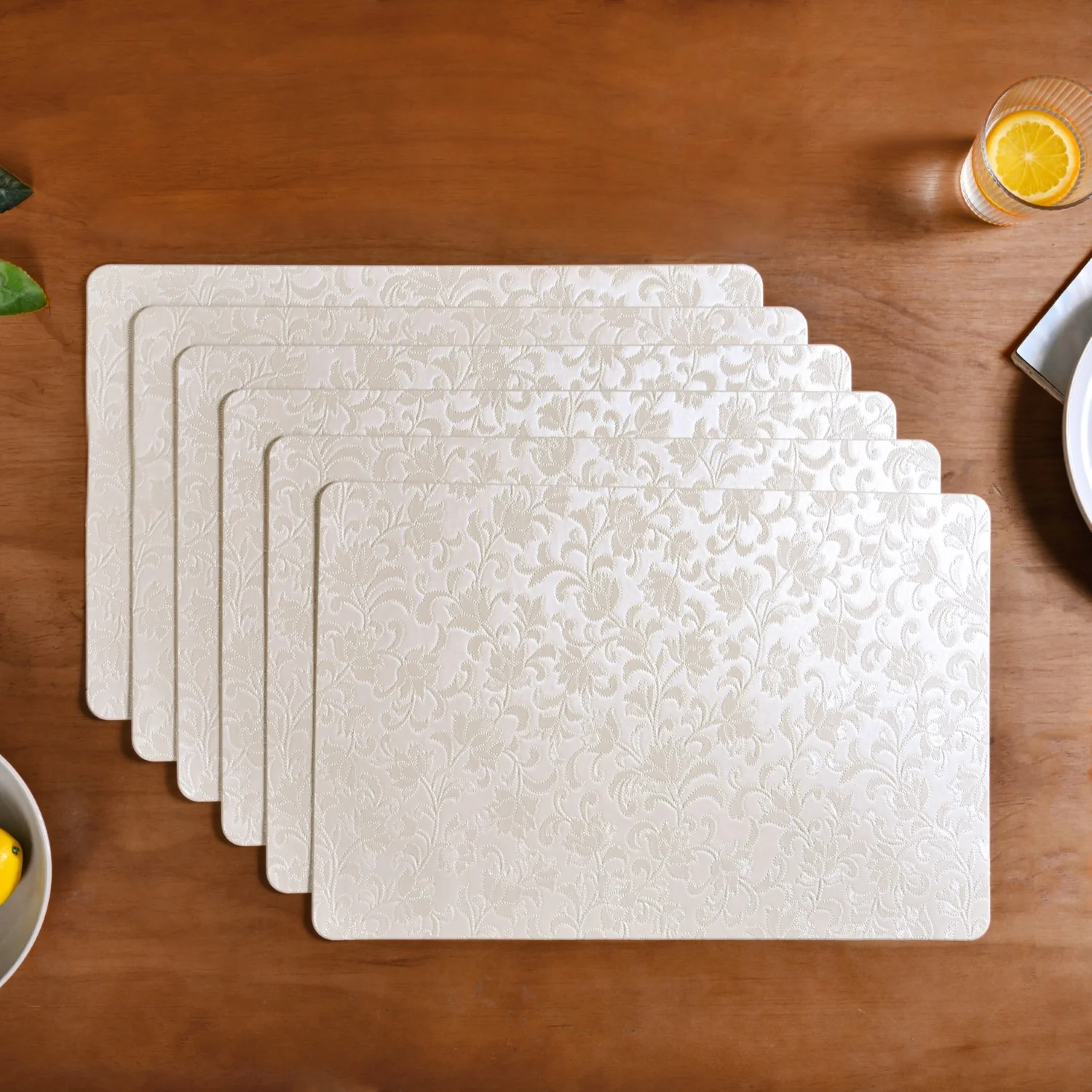 White Flower Placemat Set Of 6 - Image 8