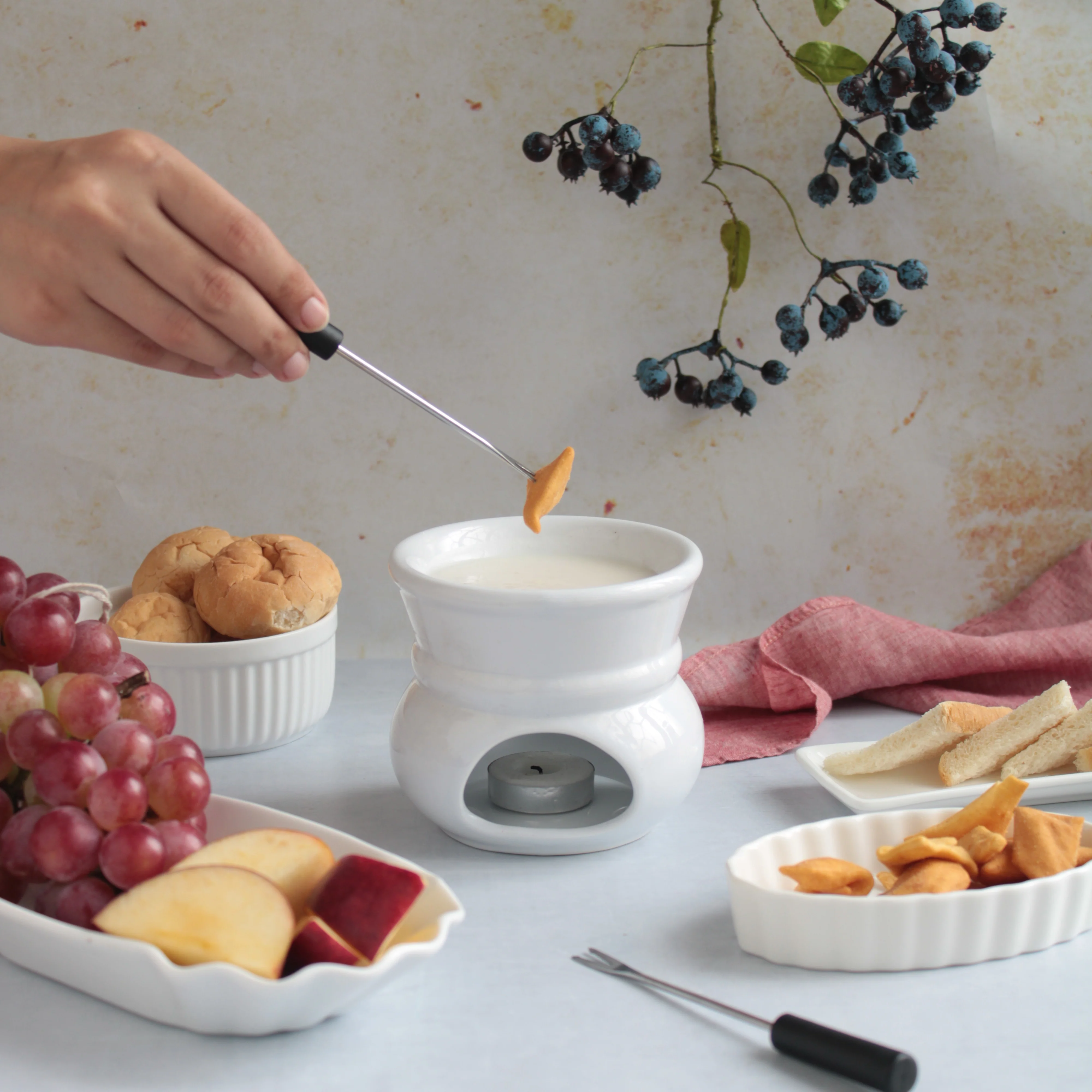 White Fondue Set
