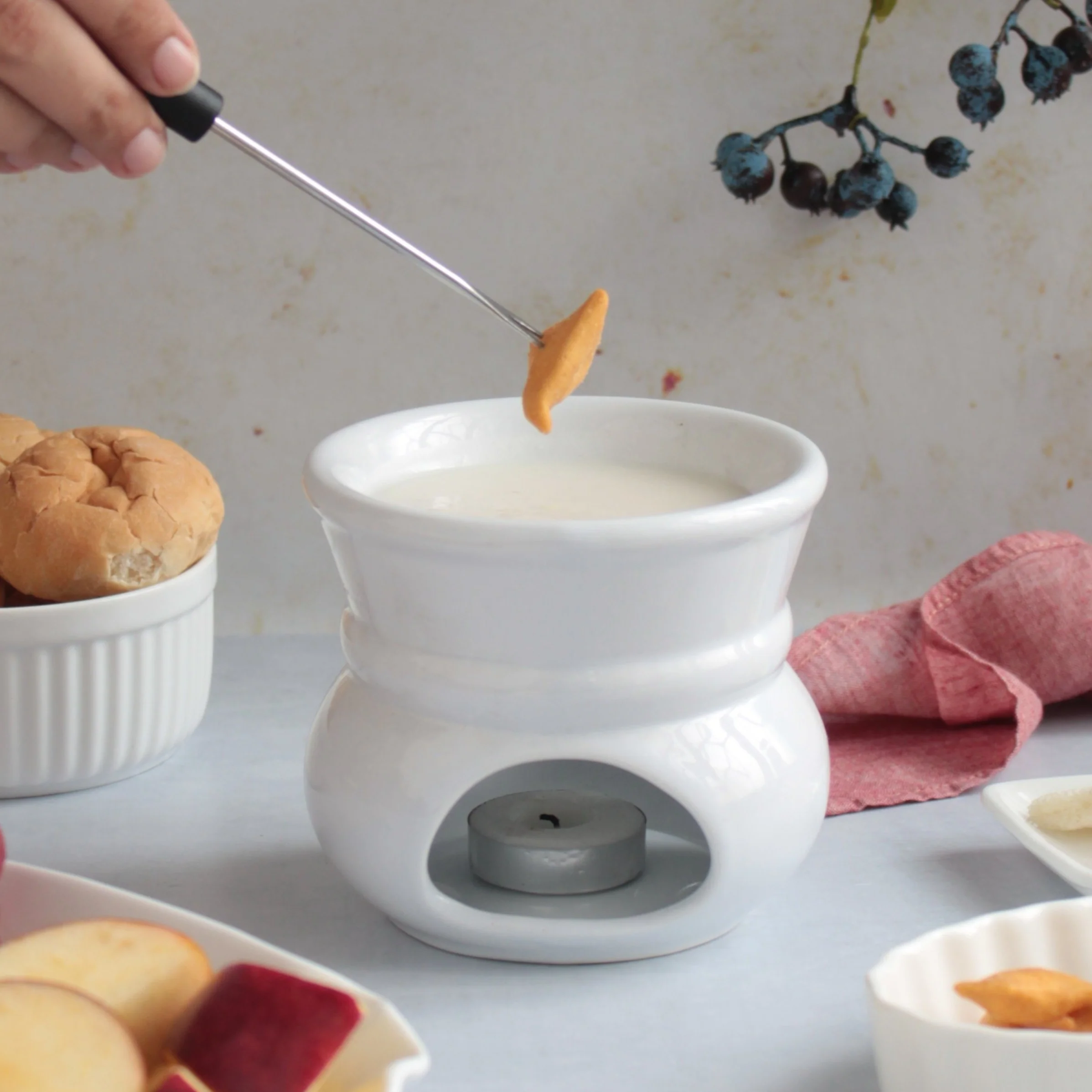 White Fondue Set - Image 2