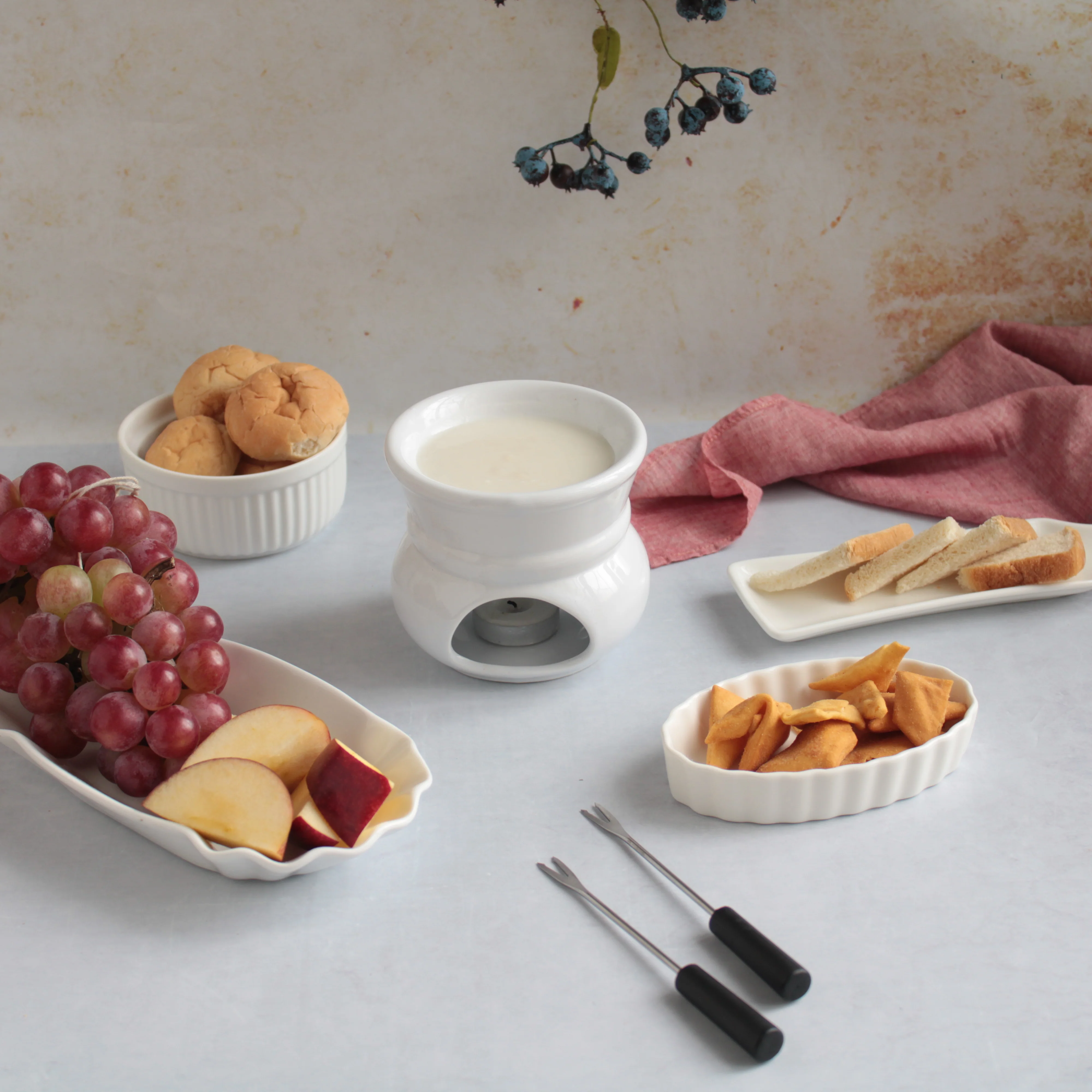 White Fondue Set - Image 4