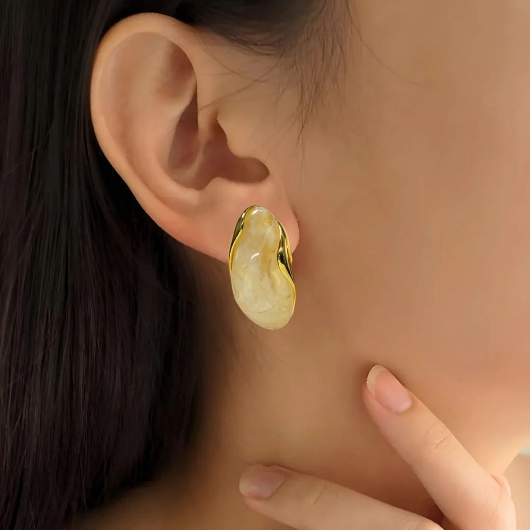 White Gemstone Drop Earrings - Image 2
