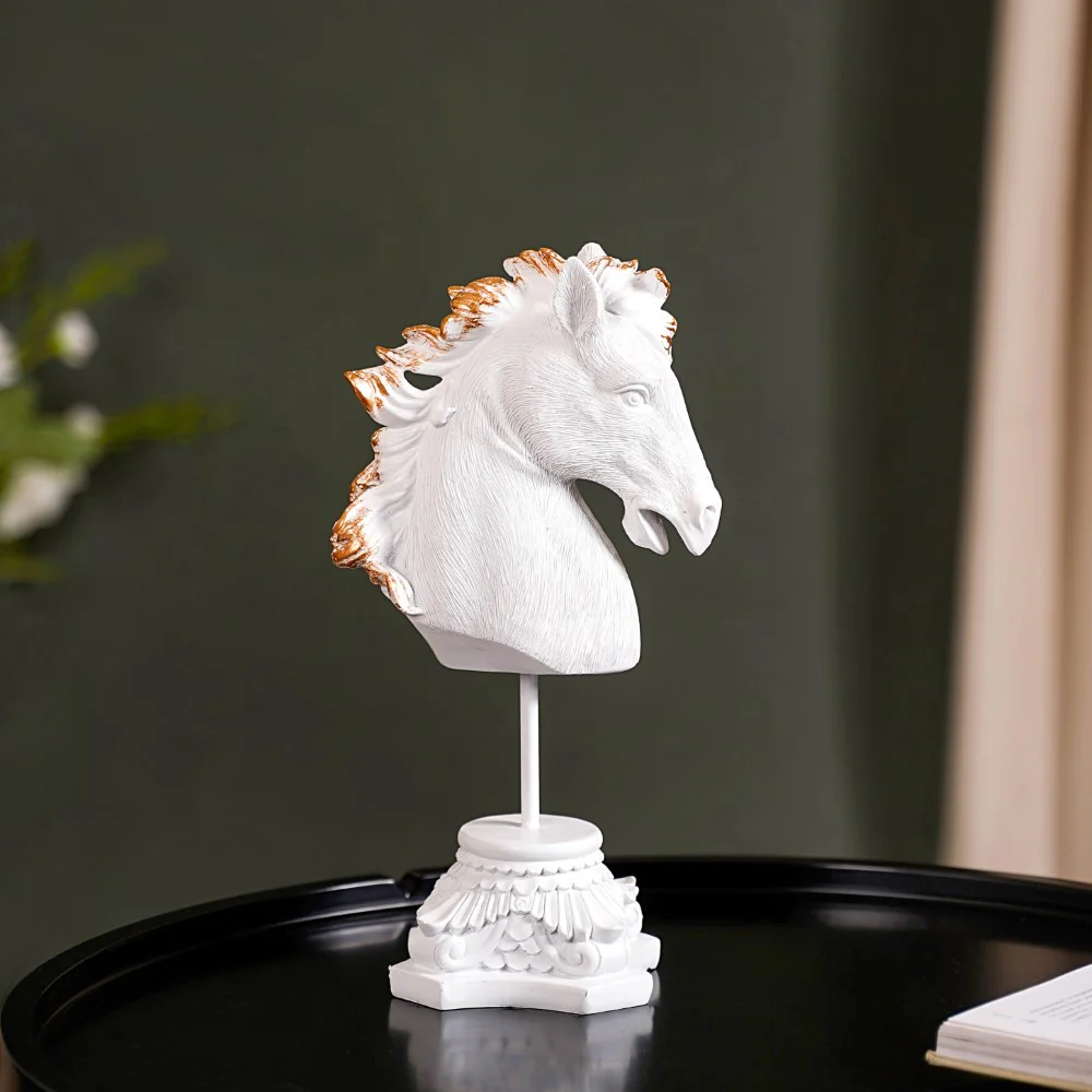 White Horse Decor Showpiece With Stand Small