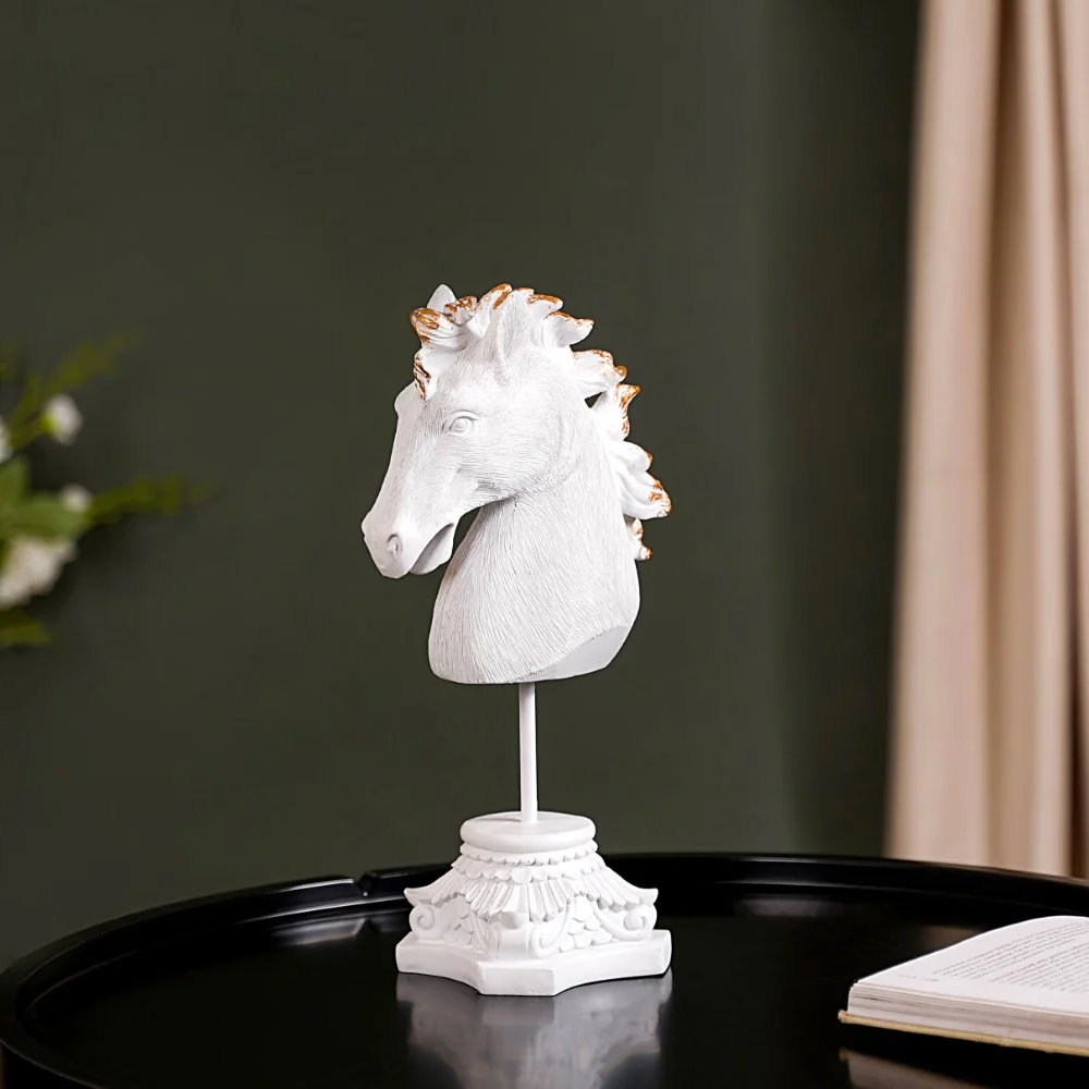 White Horse Decor Showpiece With Stand Small - Image 4