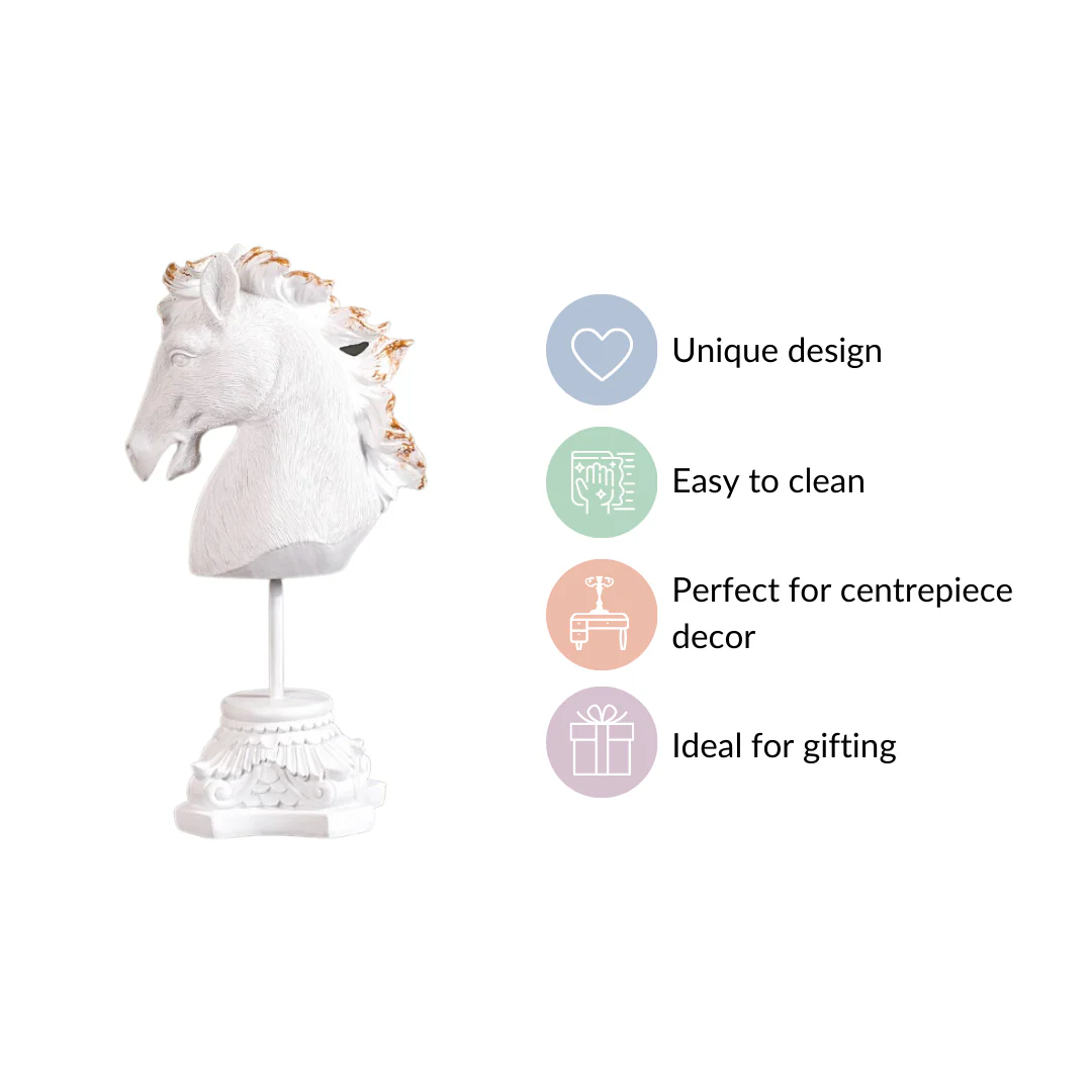 White Horse Decor Showpiece With Stand Small - Image 7