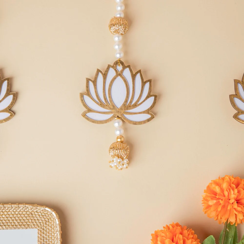 White Lotus Wall Hanging Set Of 4 - Image 3