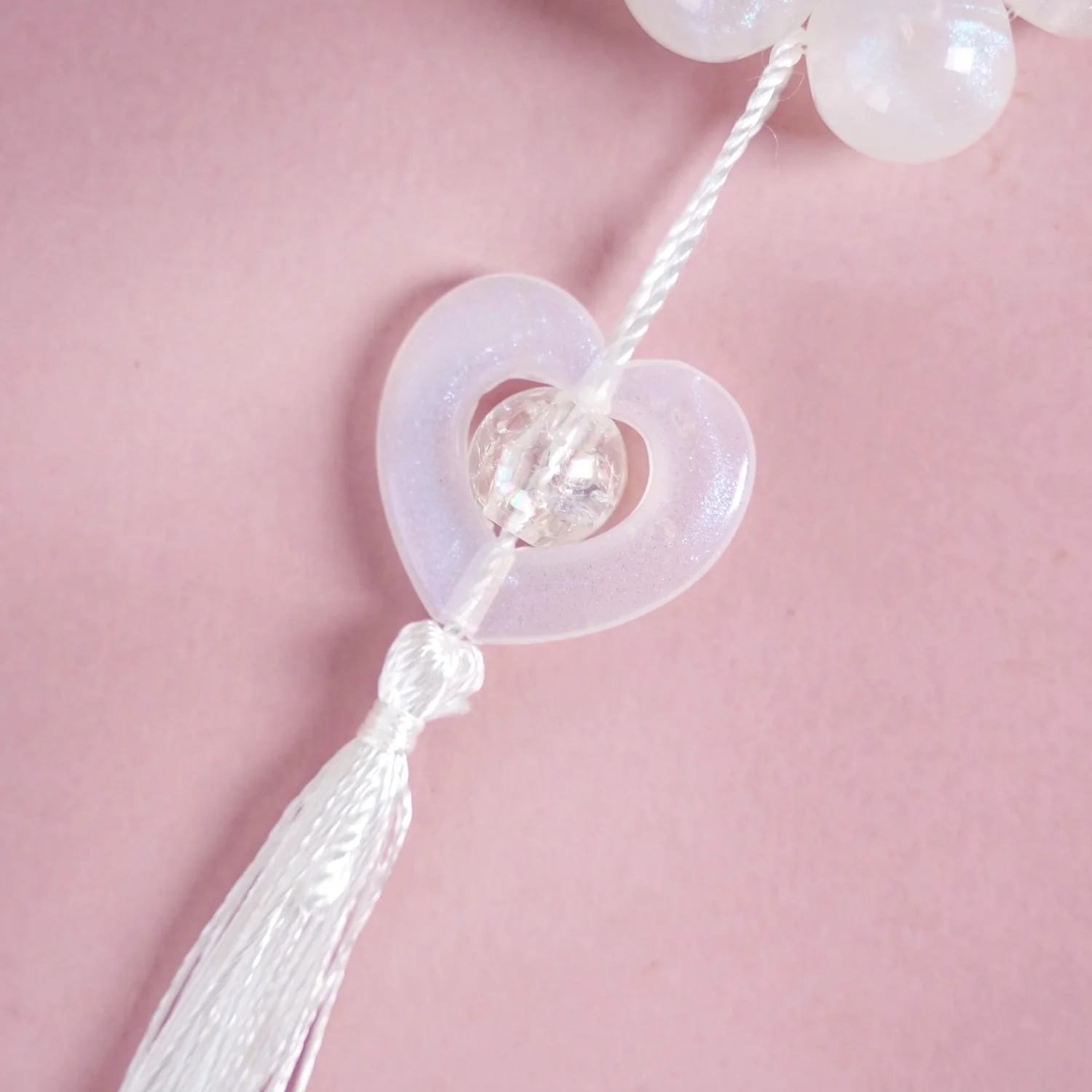 White Lustre Hoop Keyring With Tassel - Image 5