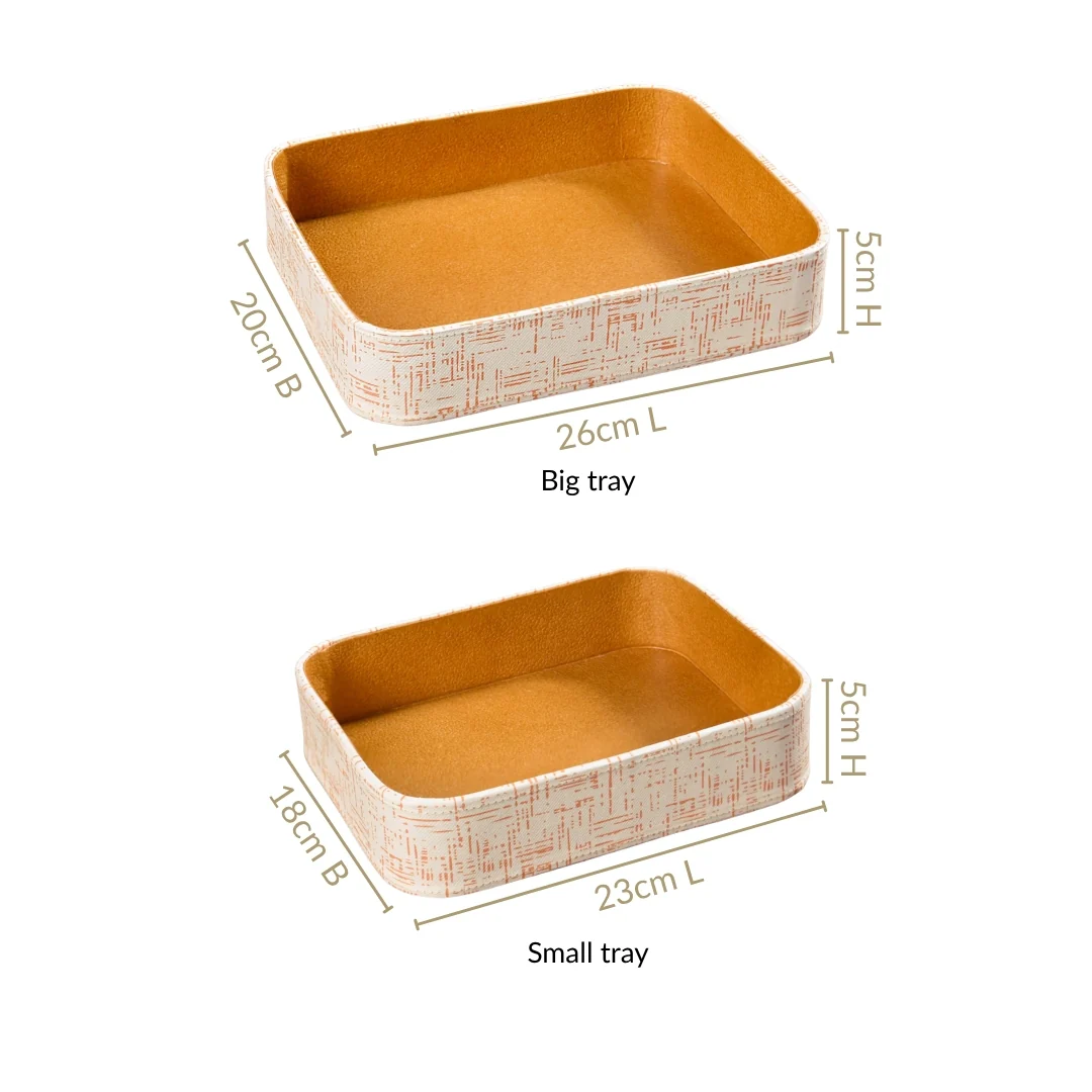 White Organiser Tray Quadrata Pattern Set Of 2 - Image 3