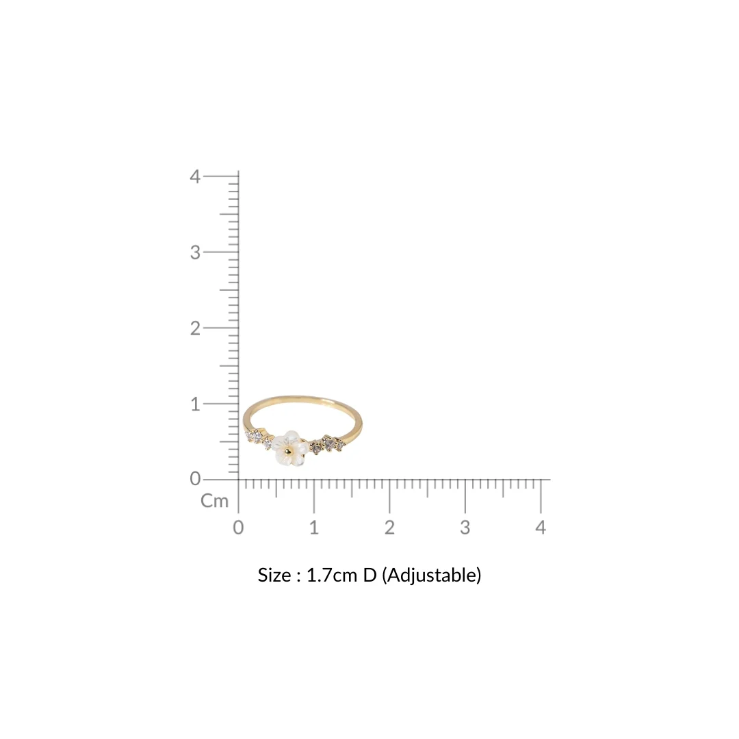 White Periwinkle Dainty Gold Ring - Image 3