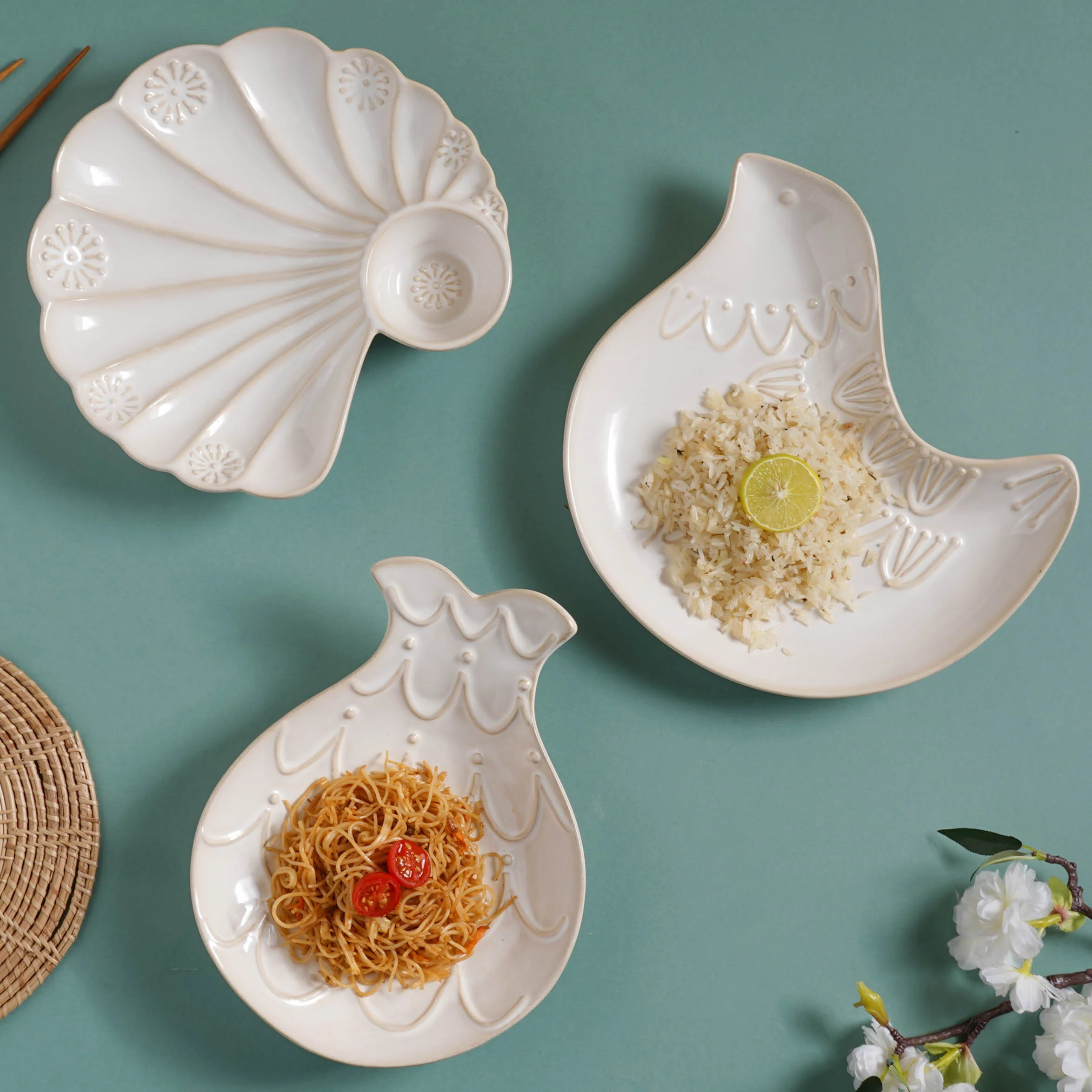 White Shell Ceramic Snack Plate 8 Inch - Image 10