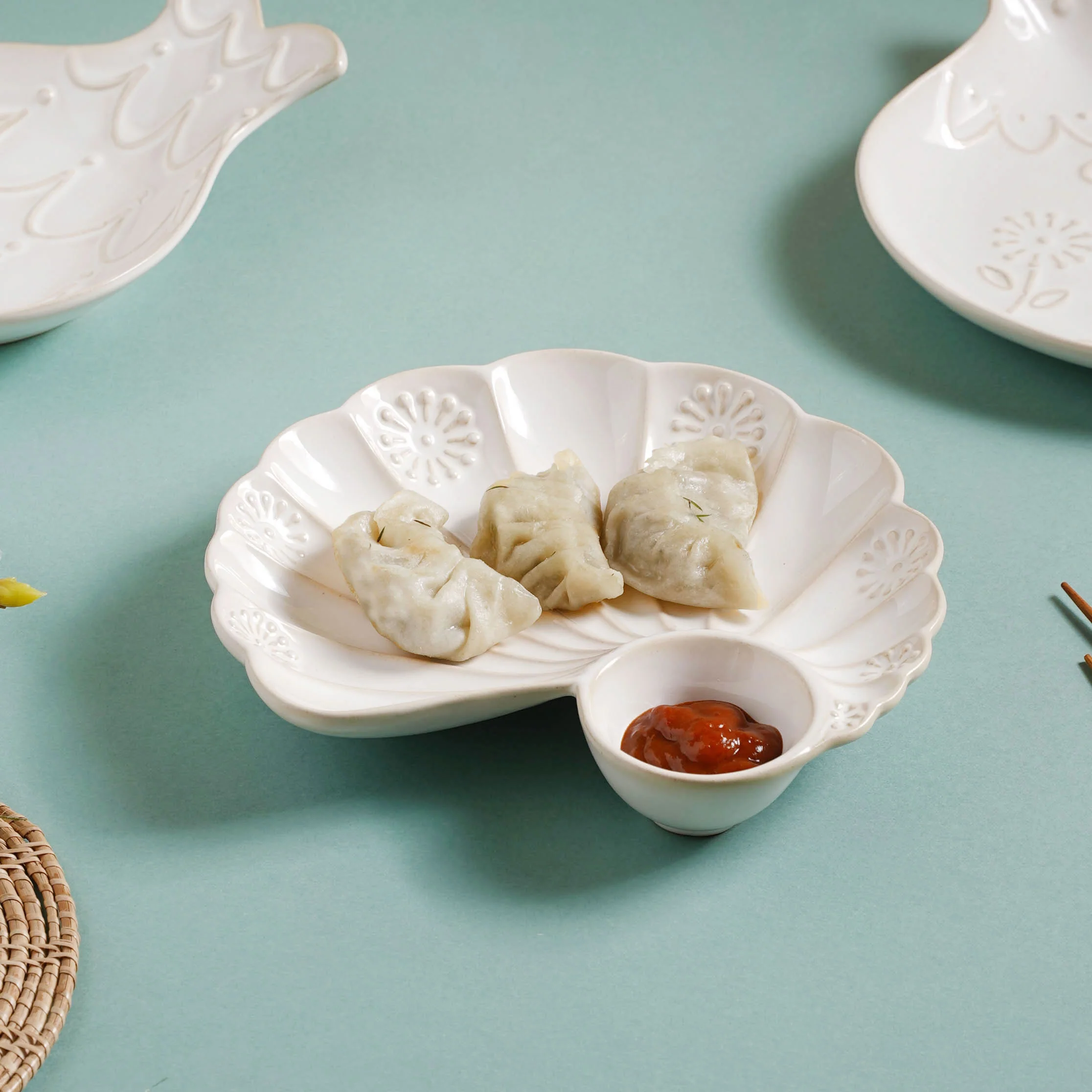 White Shell Ceramic Snack Plate 8 Inch - Image 4