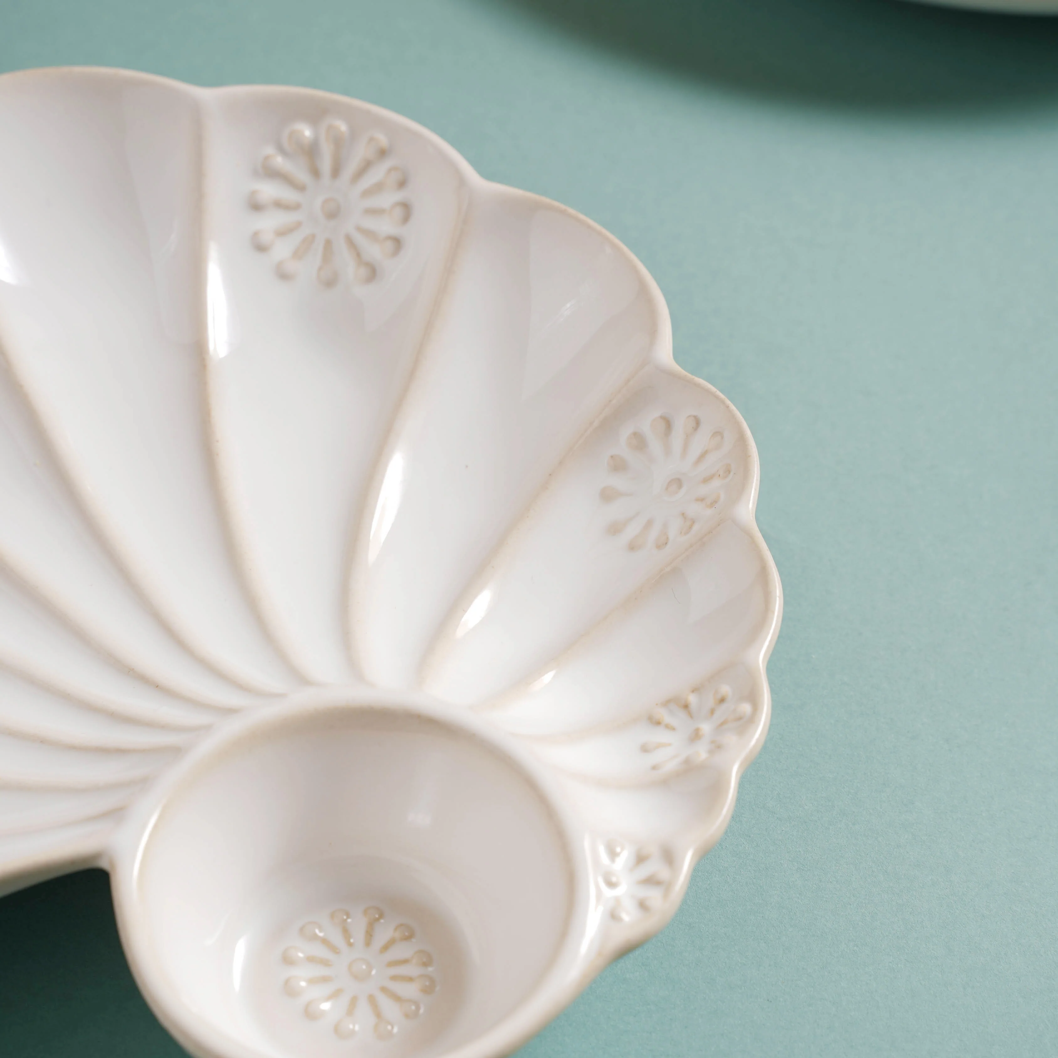 White Shell Ceramic Snack Plate 8 Inch - Image 7