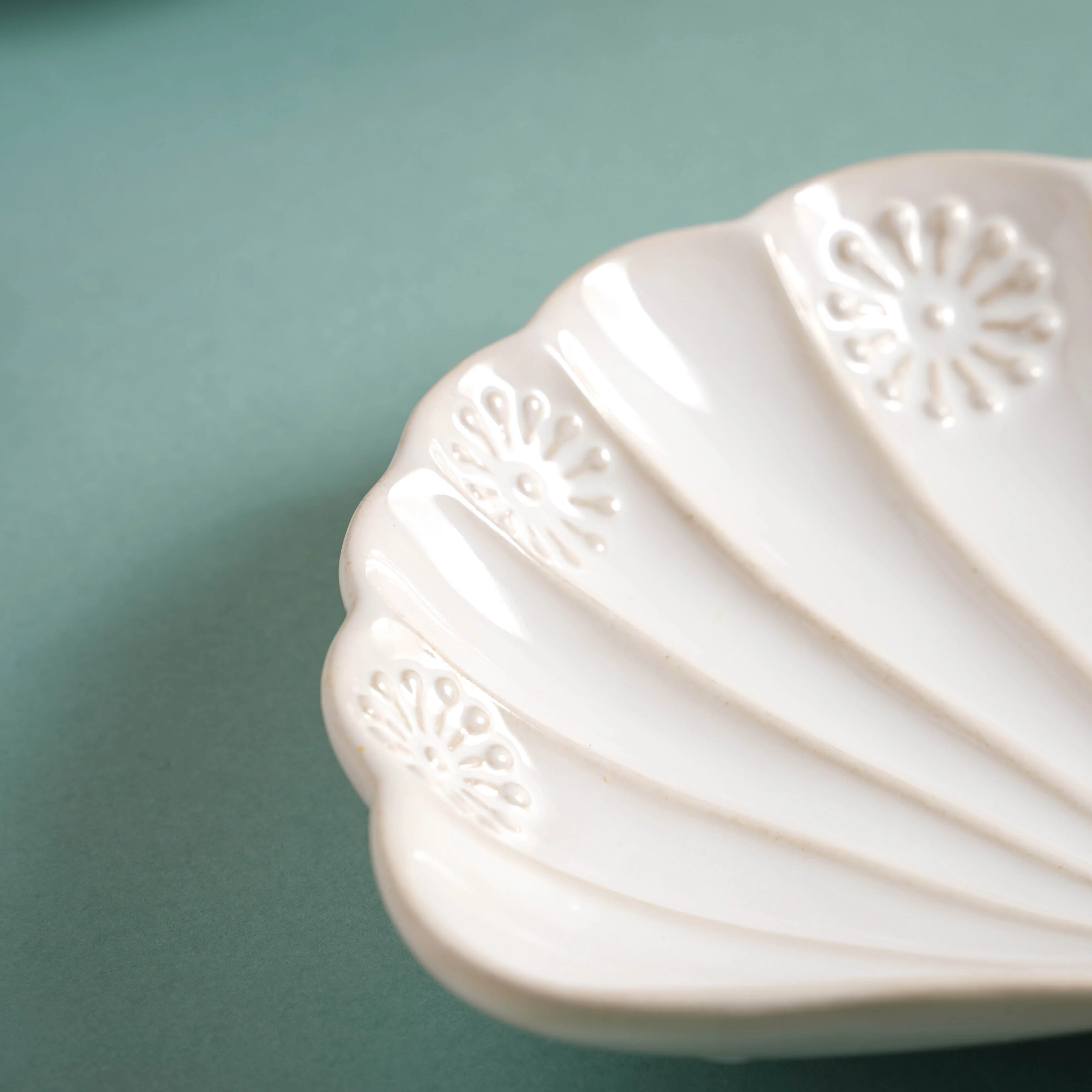 White Shell Ceramic Snack Plate 8 Inch - Image 9
