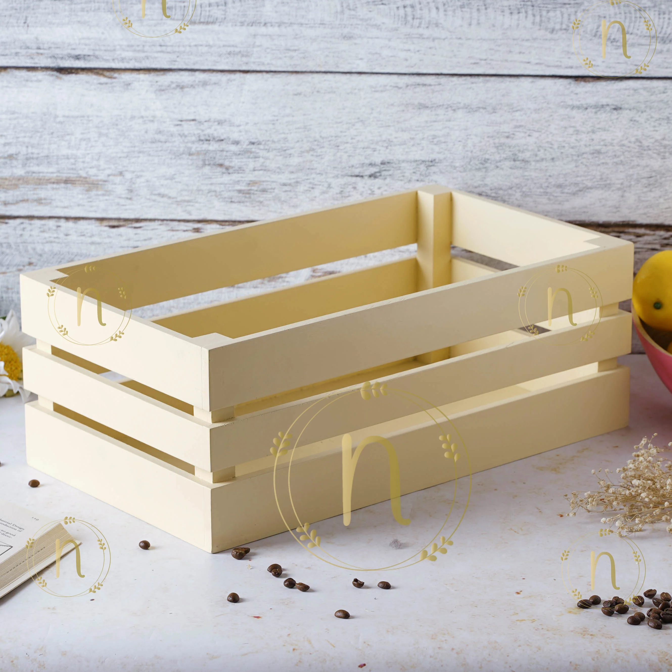 White Wooden Storage Crate - Image 3