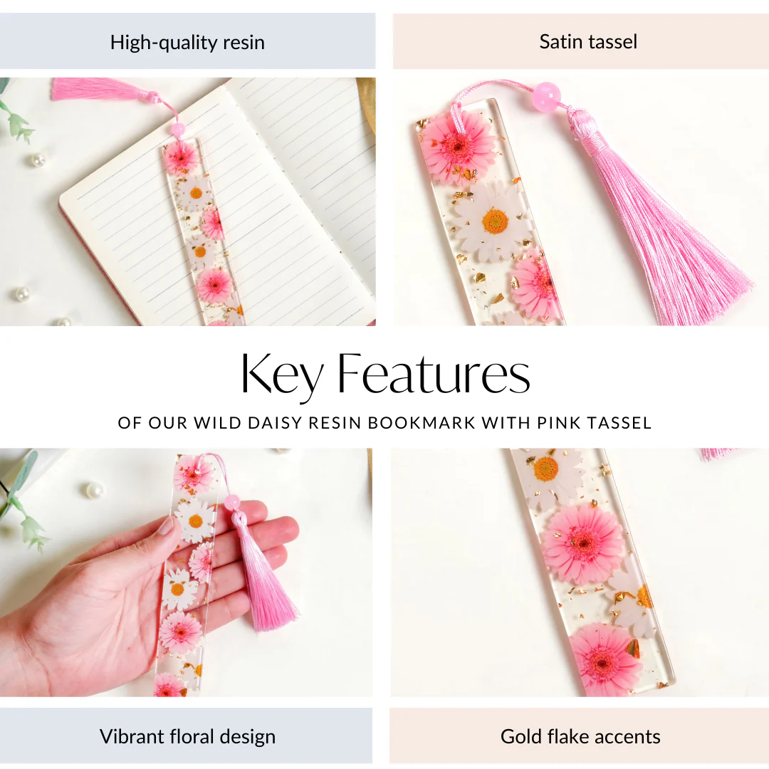 Wild Daisy Resin Bookmark With Pink Tassel - Image 5
