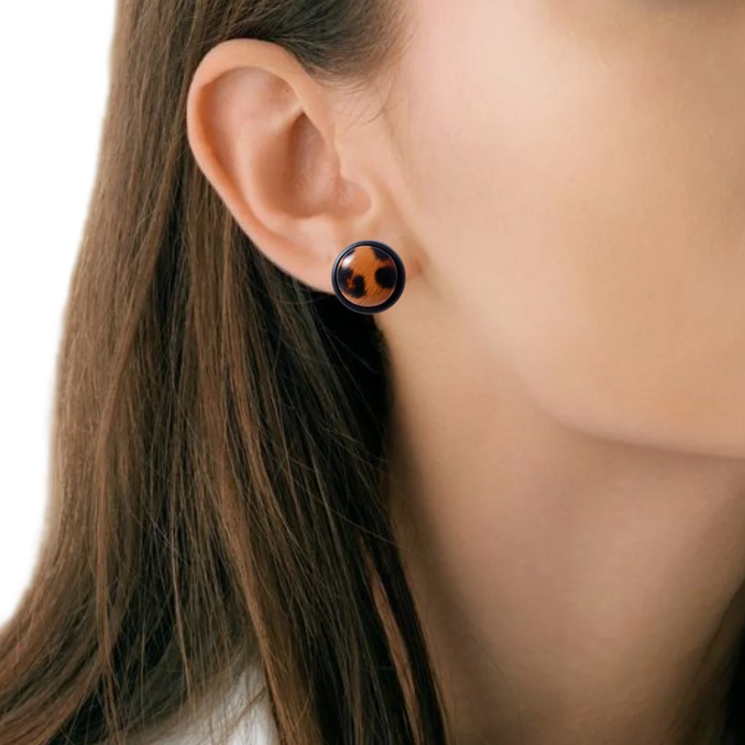 Wild Whimsy Animal Print Brown Studs - Image 2