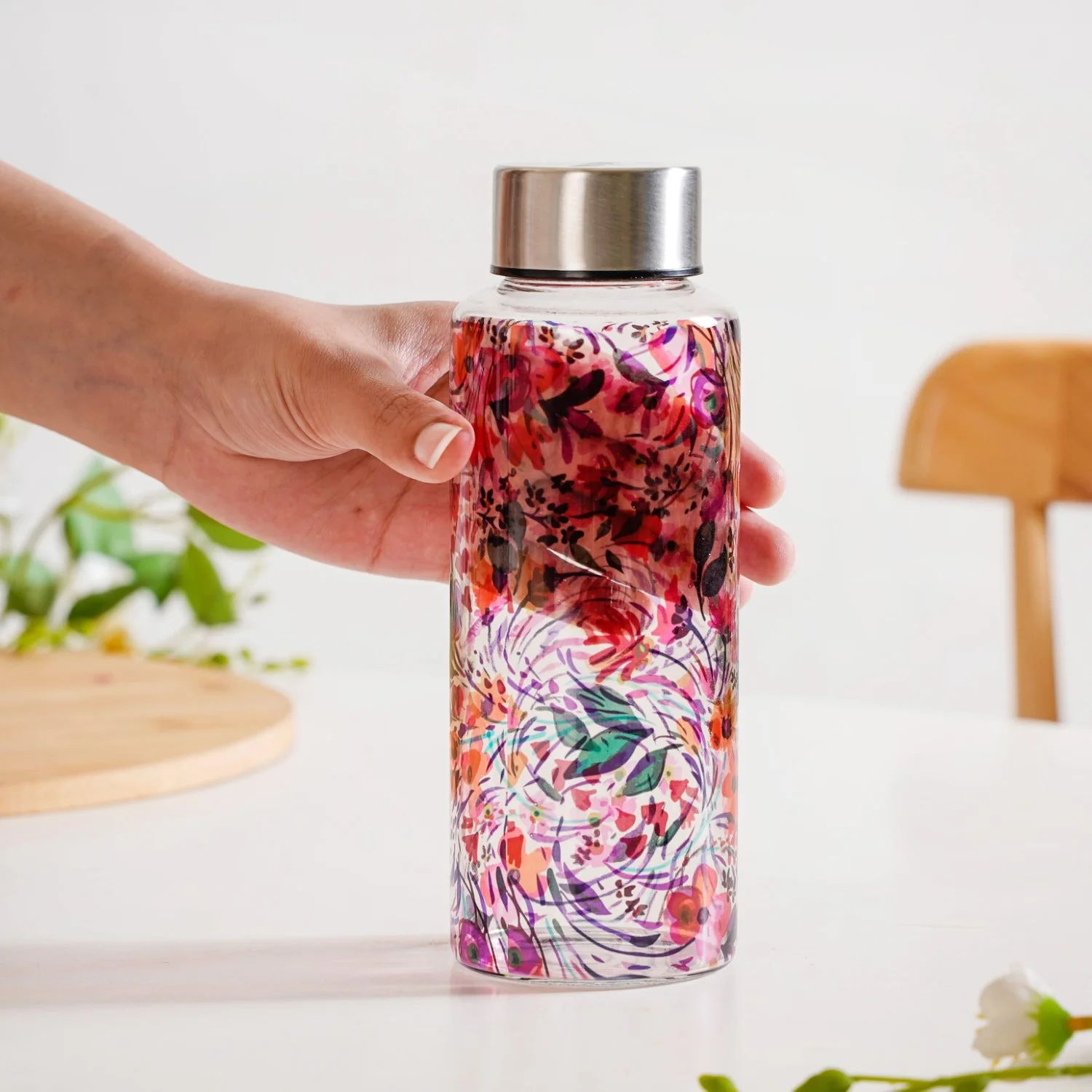 Wildflower Leakproof Glass Water Bottle 500ml - Image 2