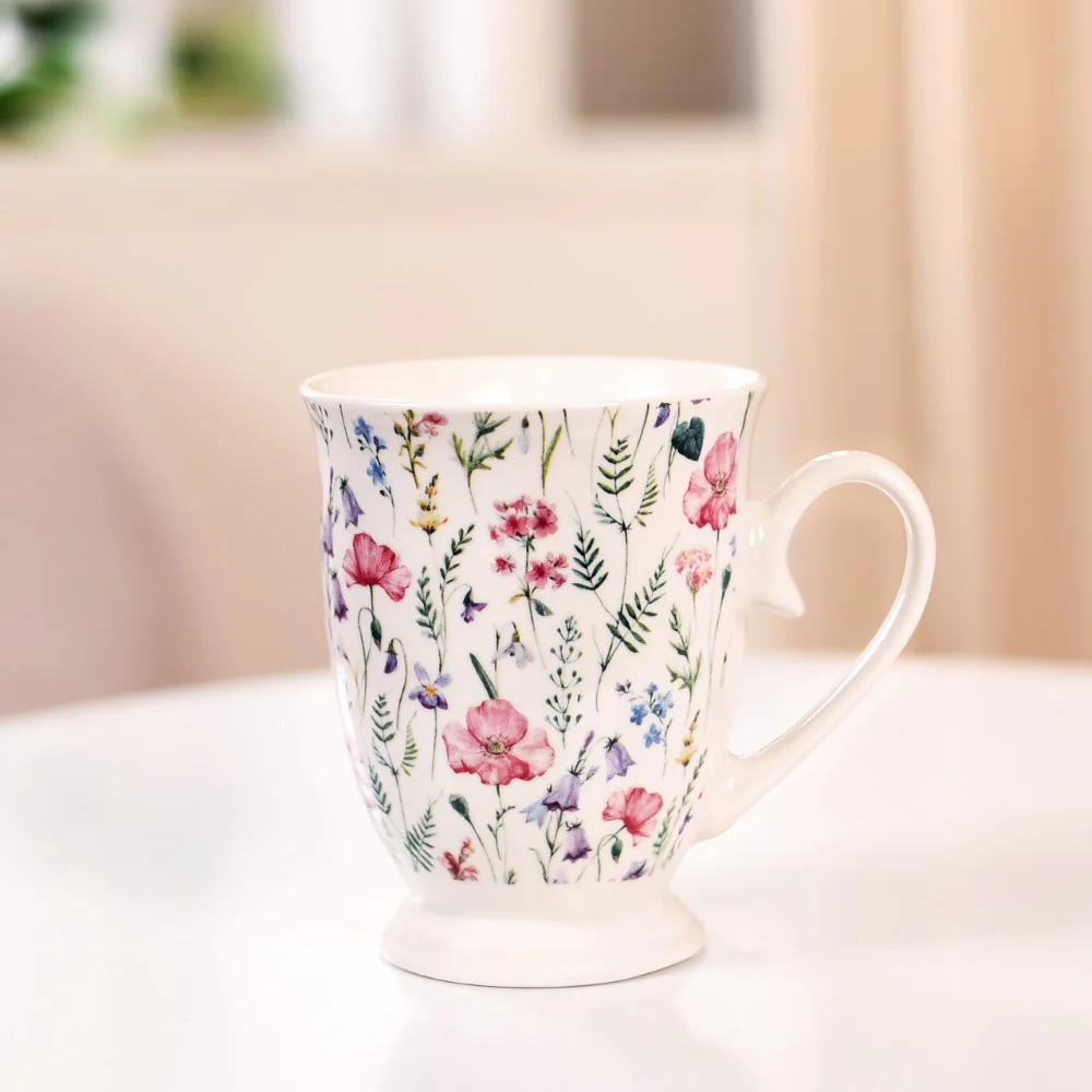 Wildflower Whispers Ceramic Coffee Mug Set Of 2 Pink 400ml - Image 3