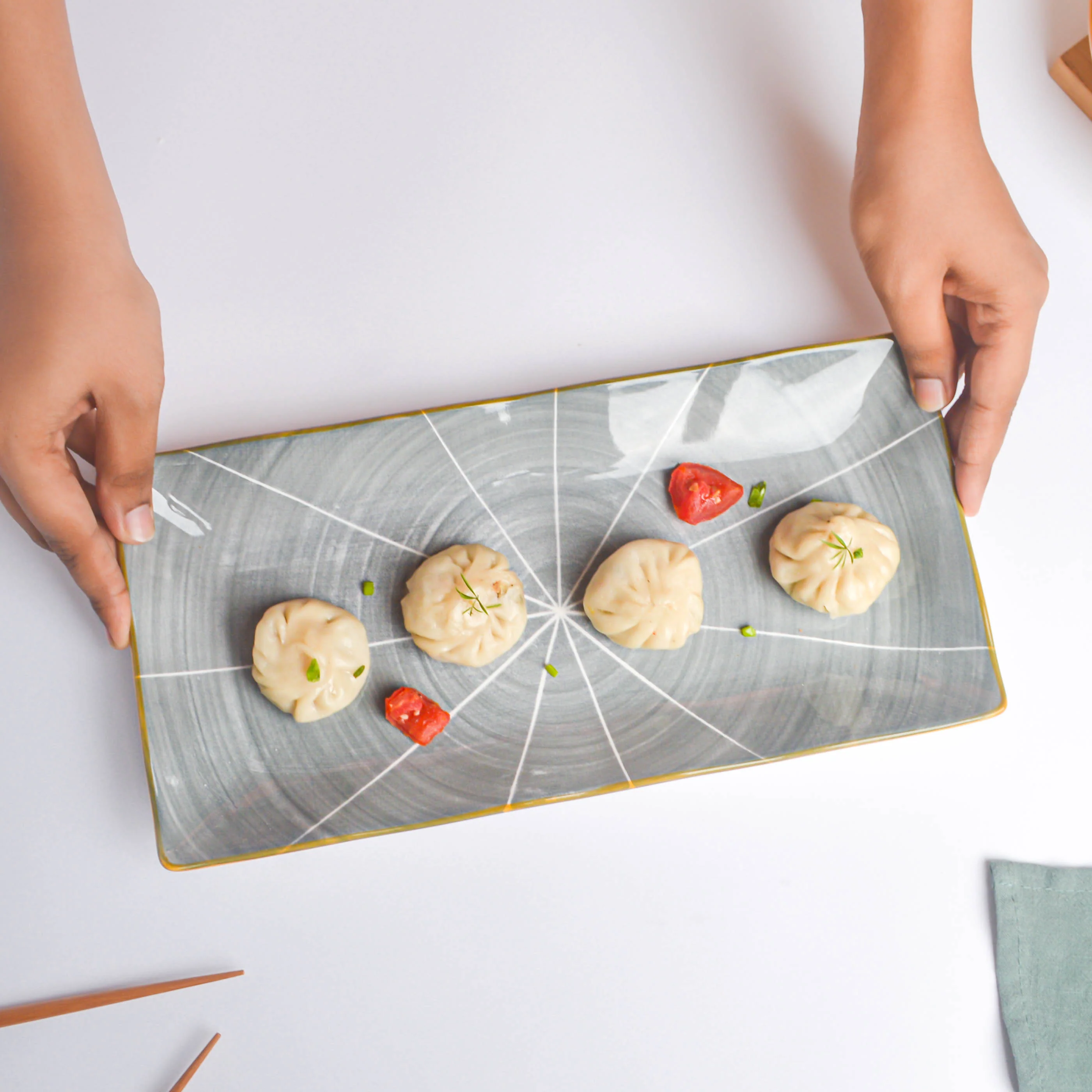 Willow Dark Grey Ceramic Long Plate 11 inch - Image 3