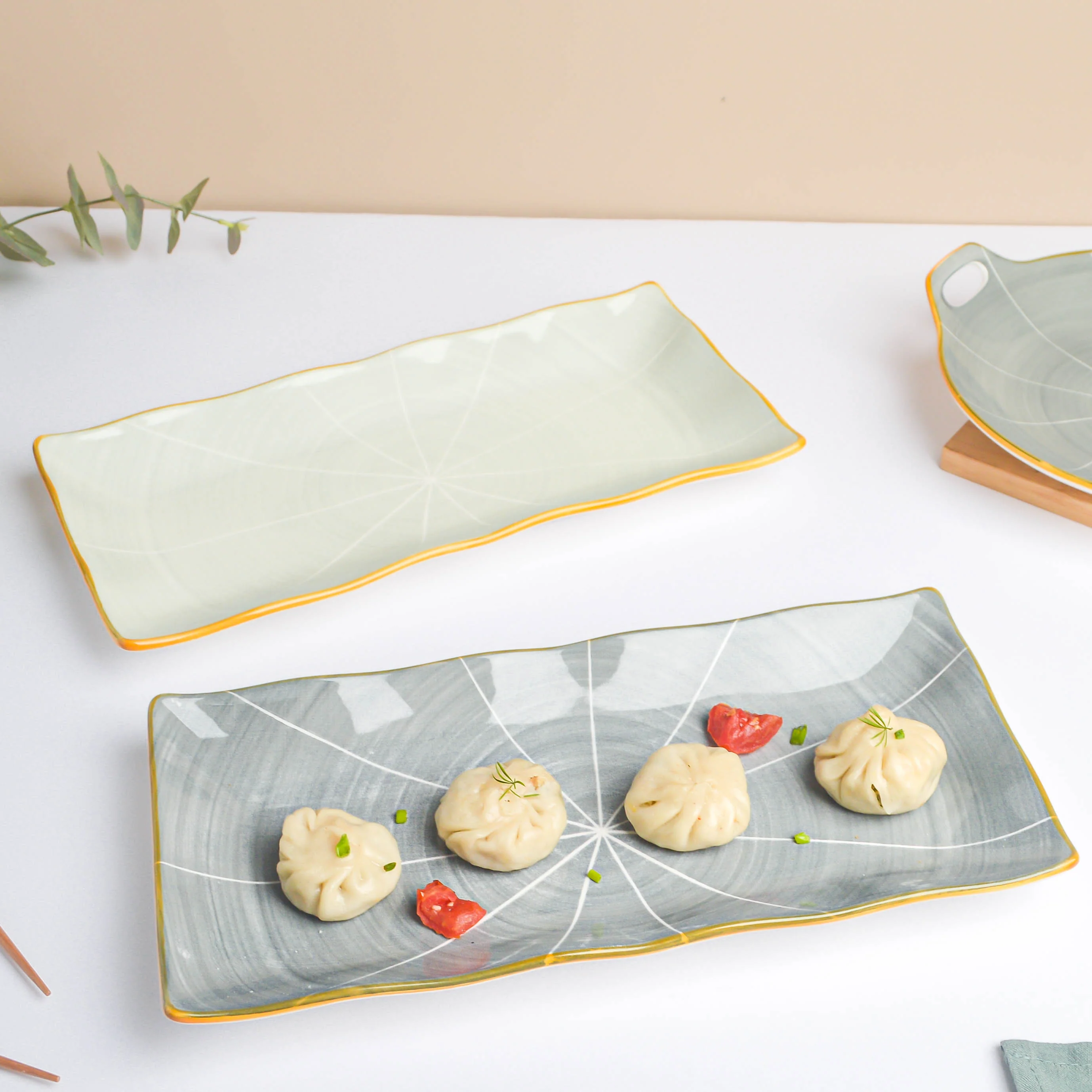 Willow Dark Grey Ceramic Long Plate 11 inch - Image 4