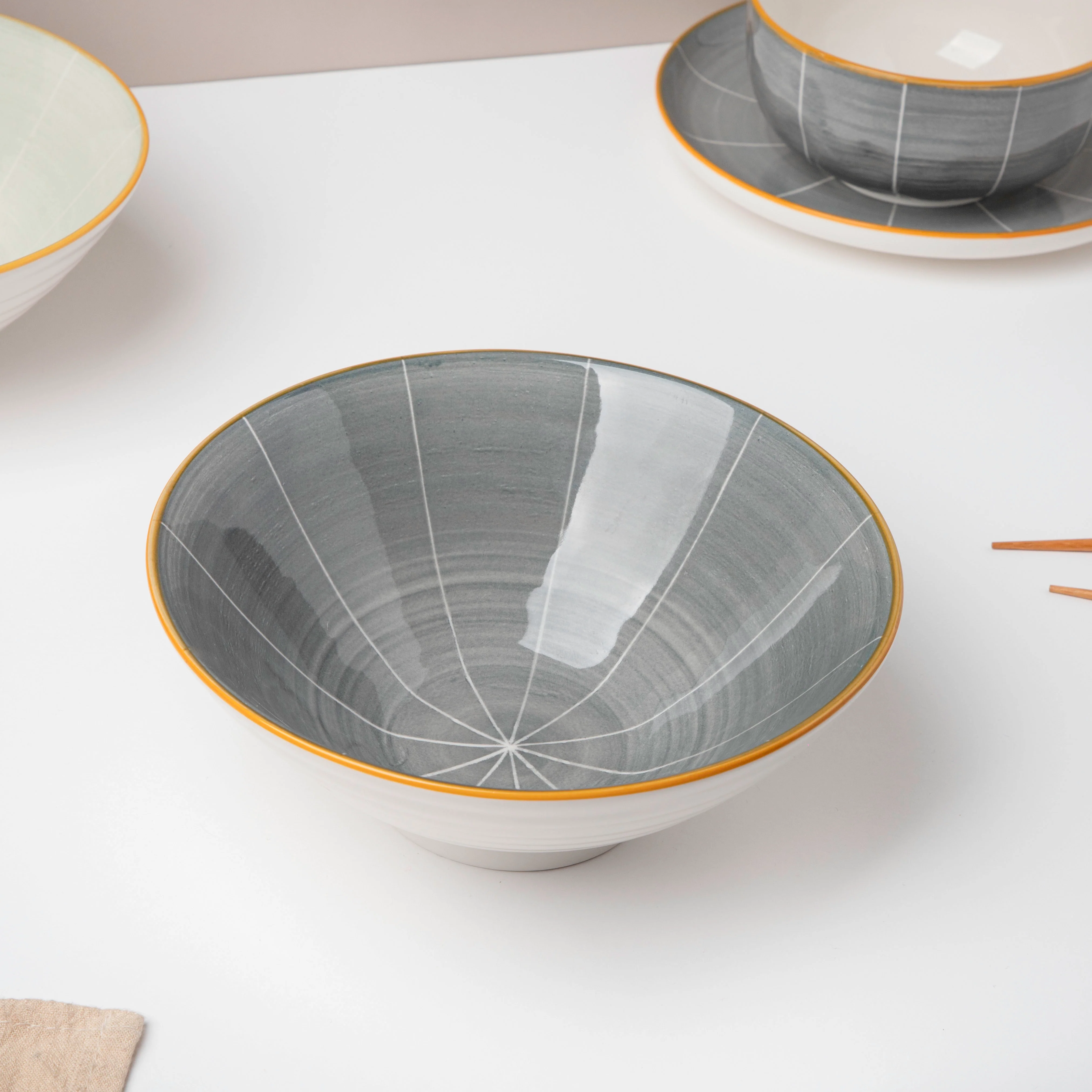 Willow Dark Grey 22 Piece Pasta Set For 6 - Image 12
