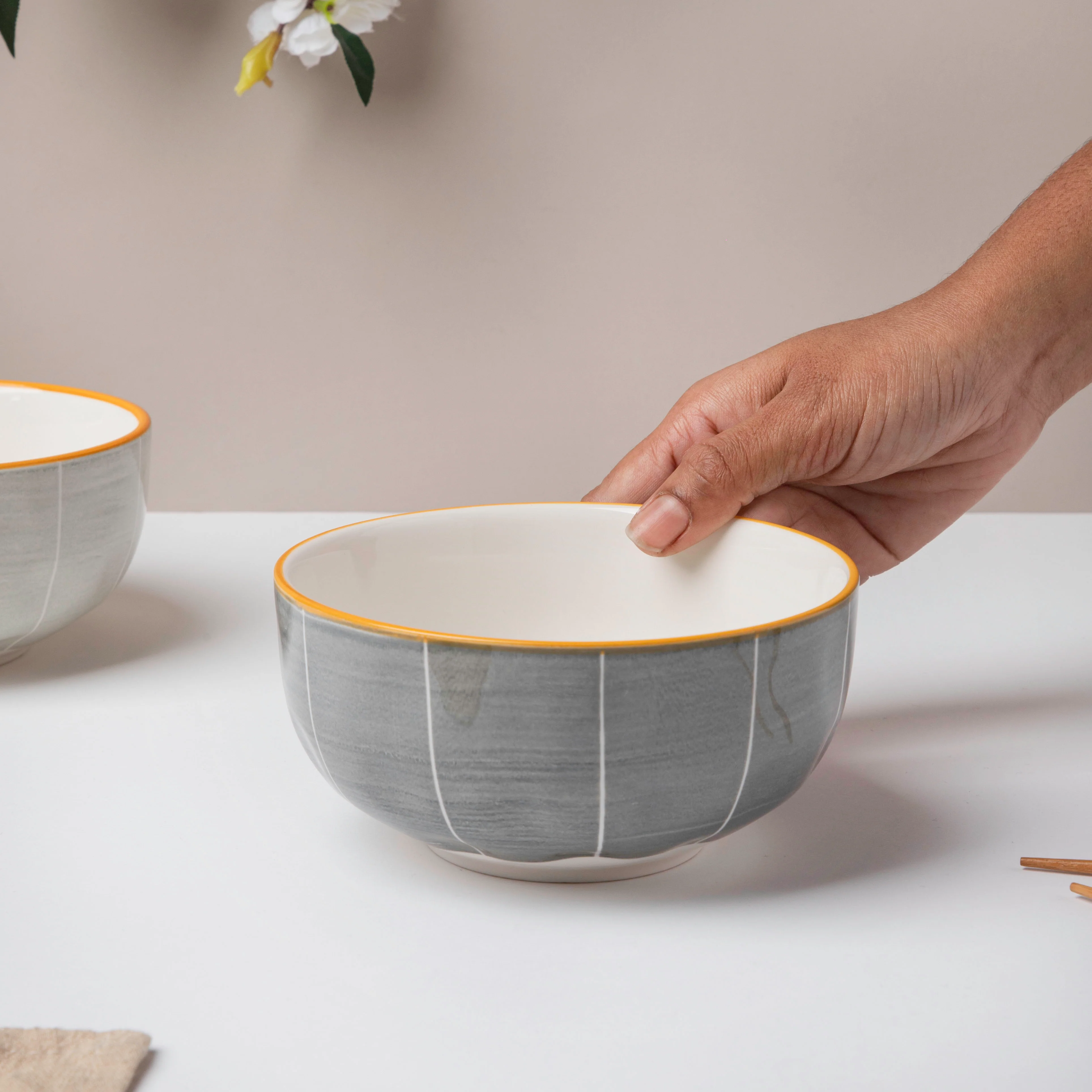 Willow Dark Grey 22 Piece Pasta Set For 6 - Image 7