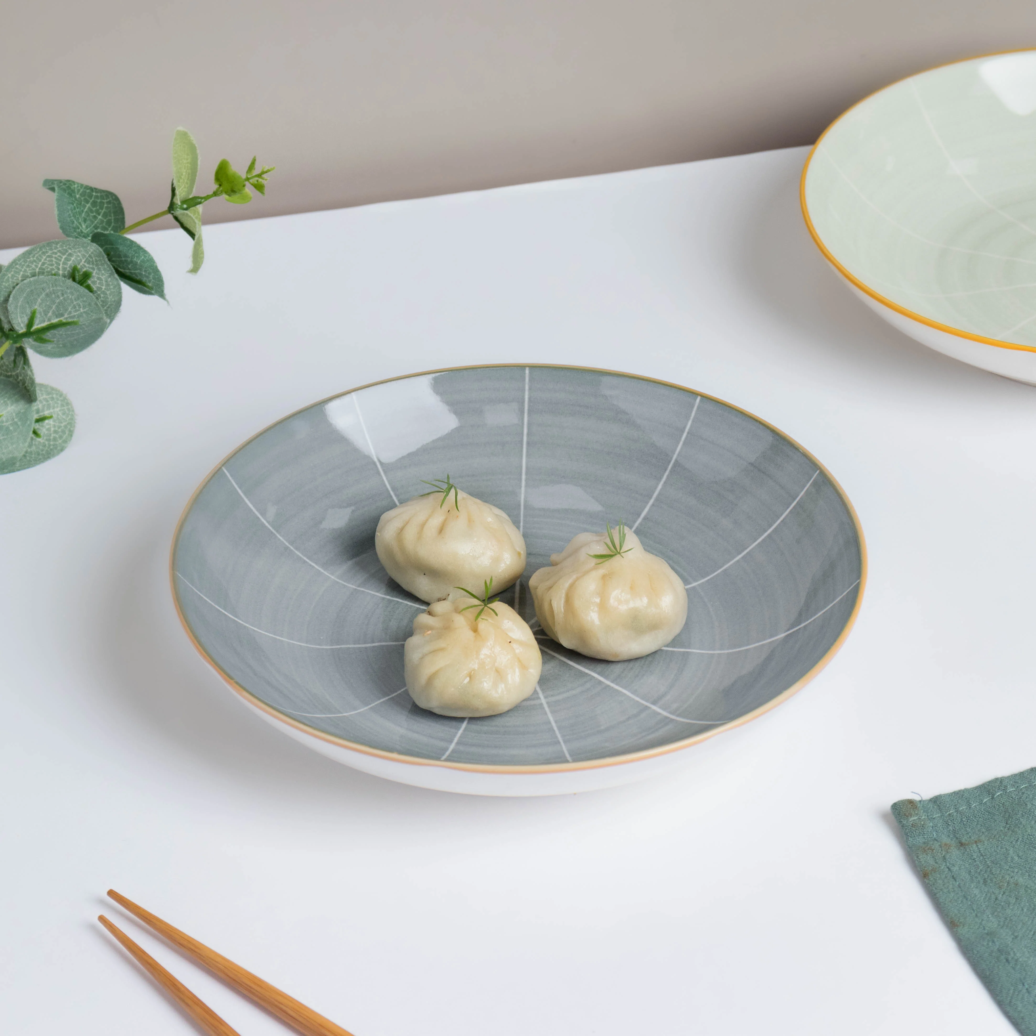 Willow Dark Grey Ceramic Pasta Plate 8 inch