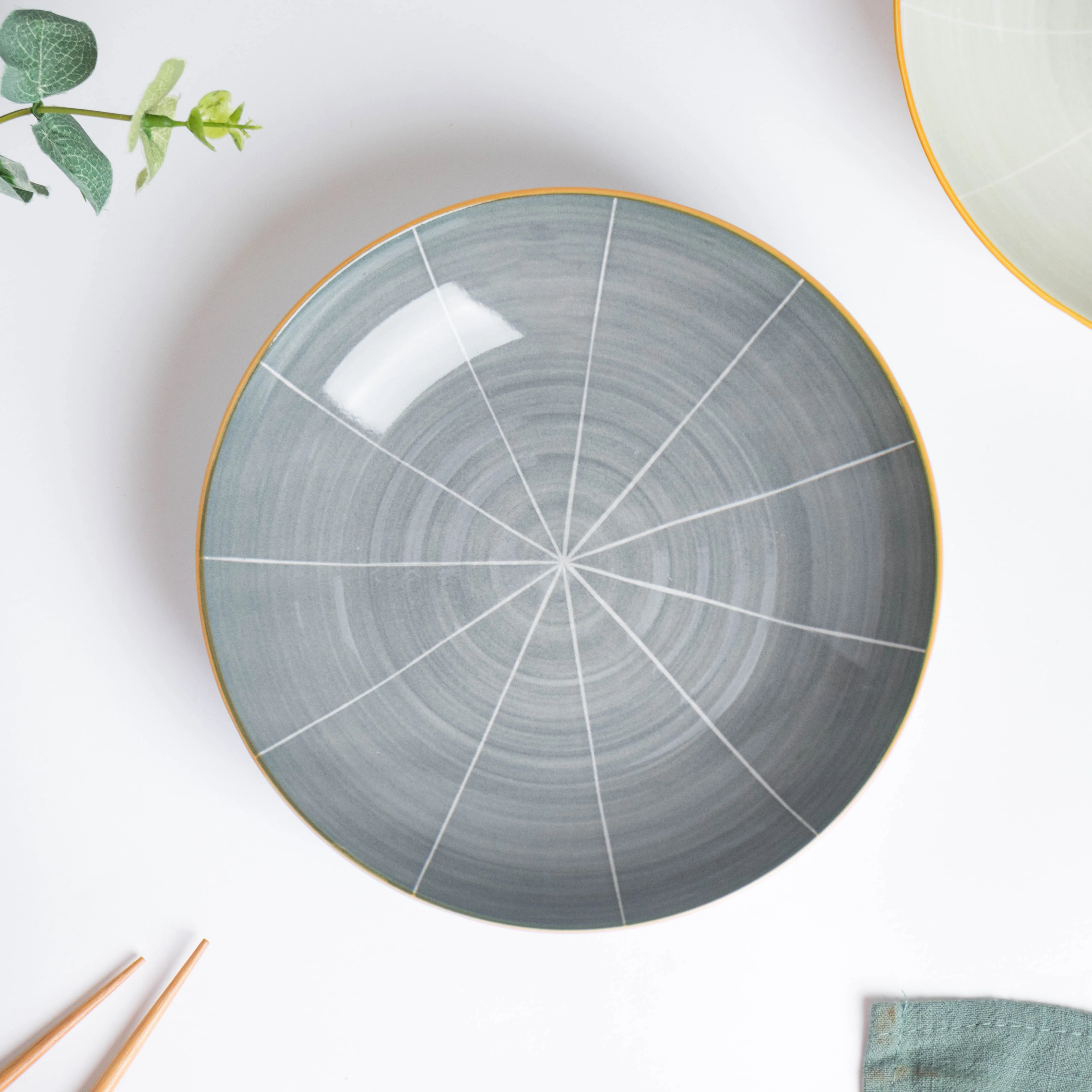 Willow Dark Grey Ceramic Pasta Plate 8 inch - Image 4