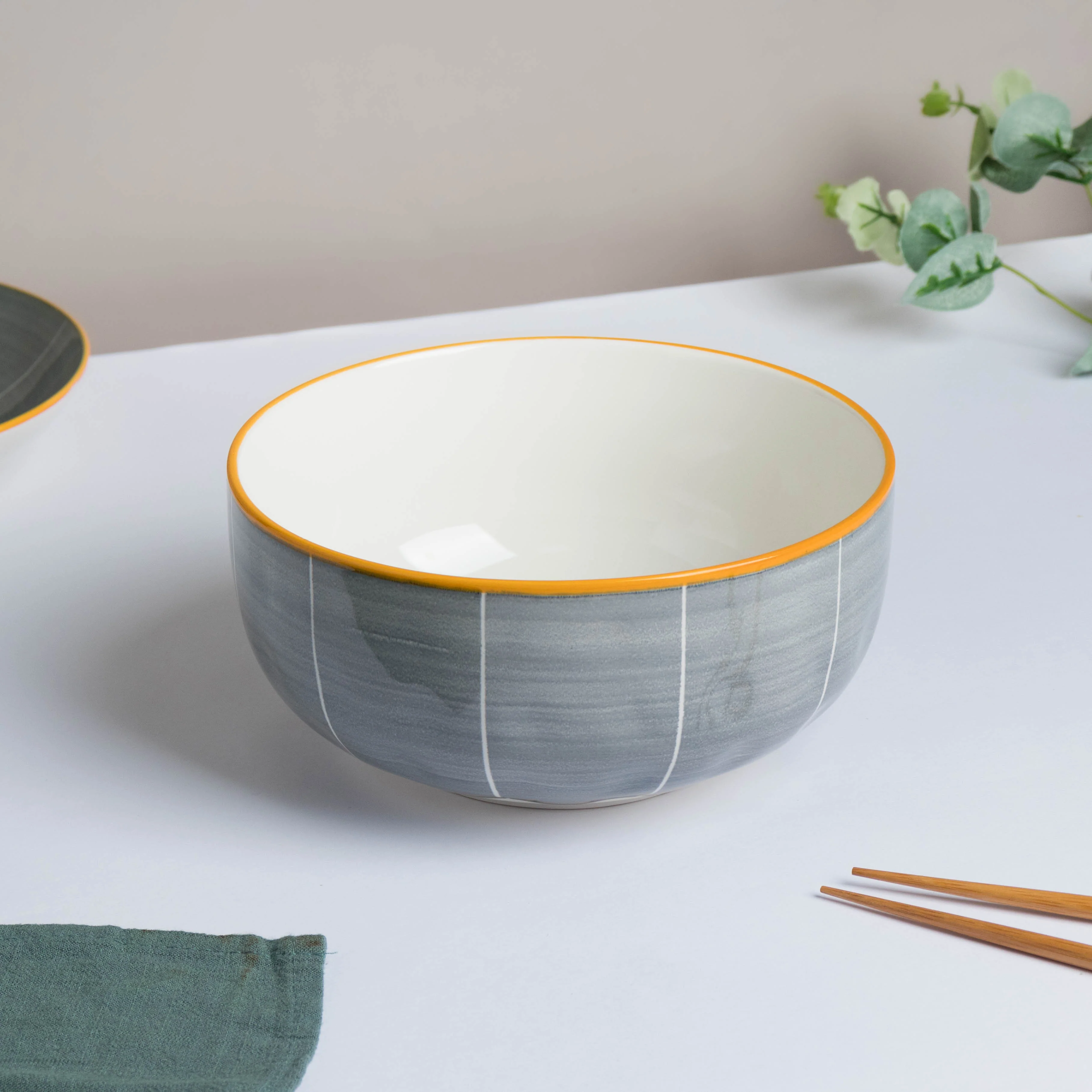 Willow Dark Grey Ceramic Serving Bowl 8 inch - Image 3