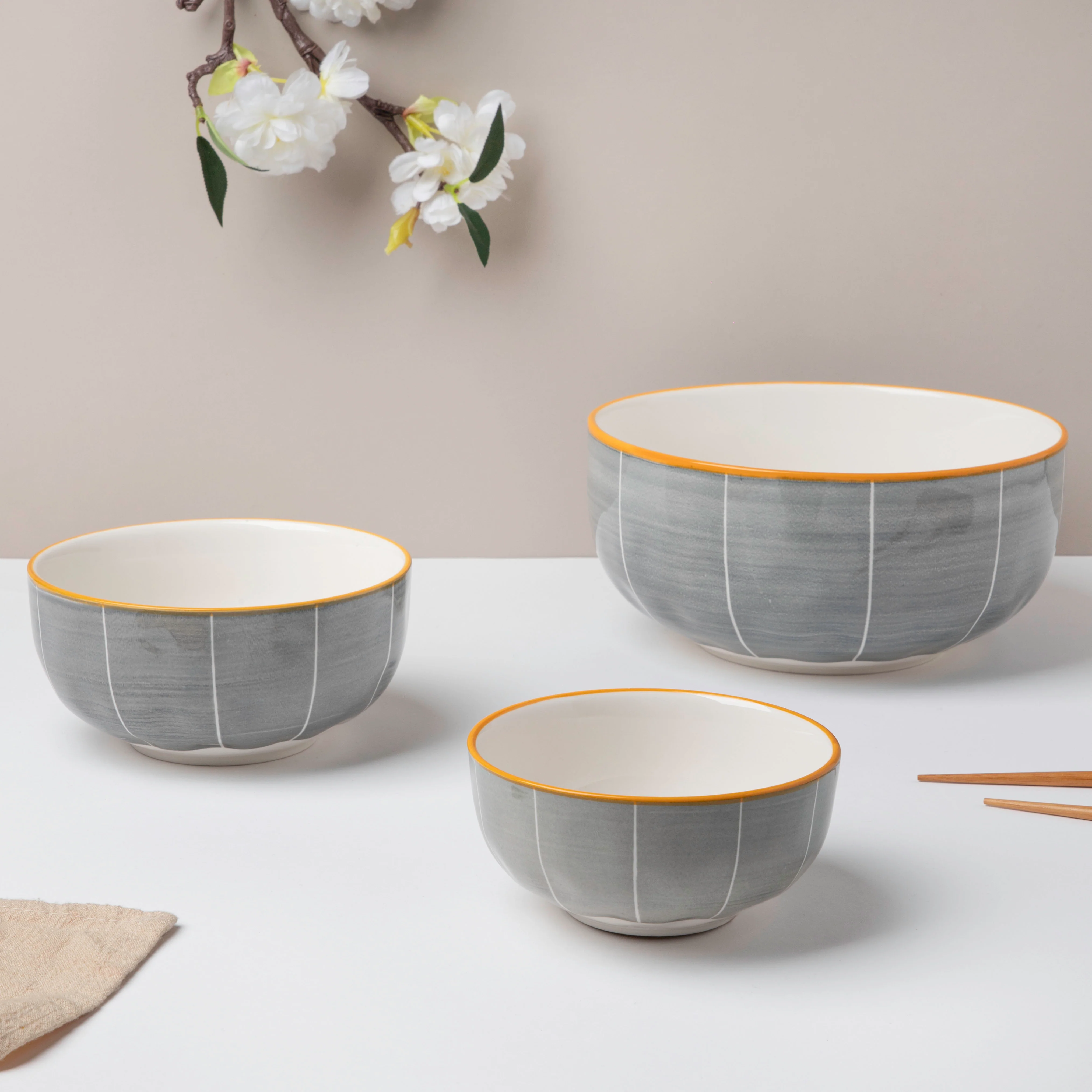 Willow Dark Grey Ceramic Serving Bowl 8 inch - Image 7