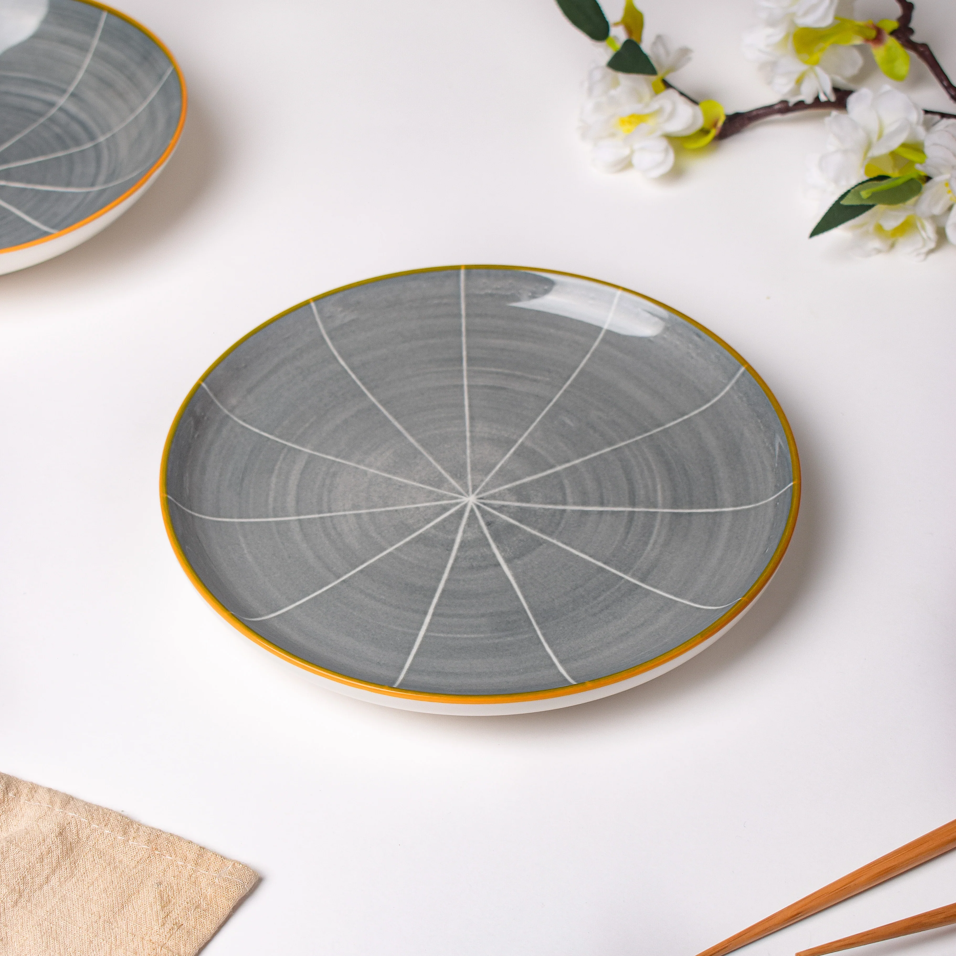 Willow Dark Grey Ceramic Snack Plate 8 inch - Image 3