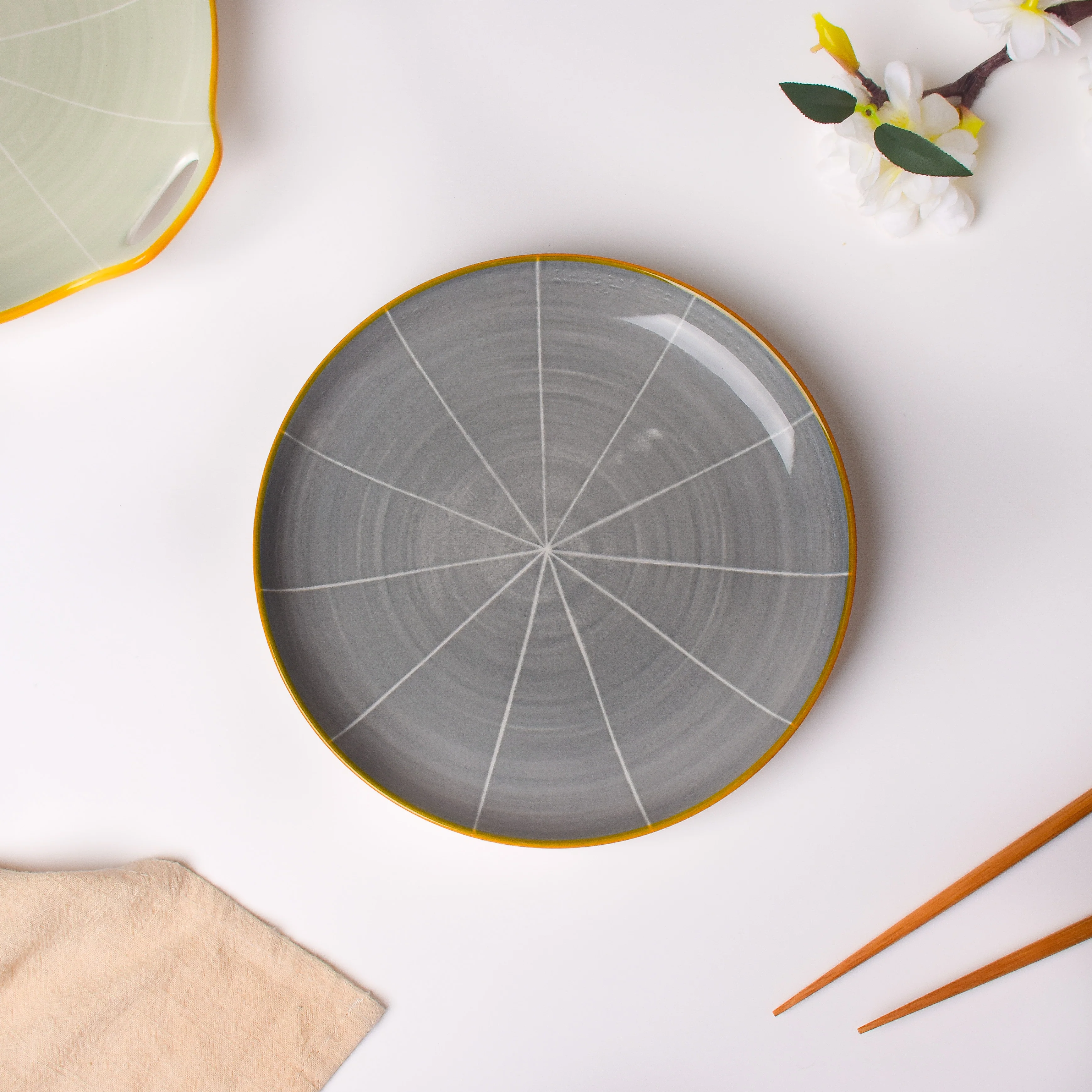 Willow Dark Grey Ceramic Snack Plate 8 inch - Image 4