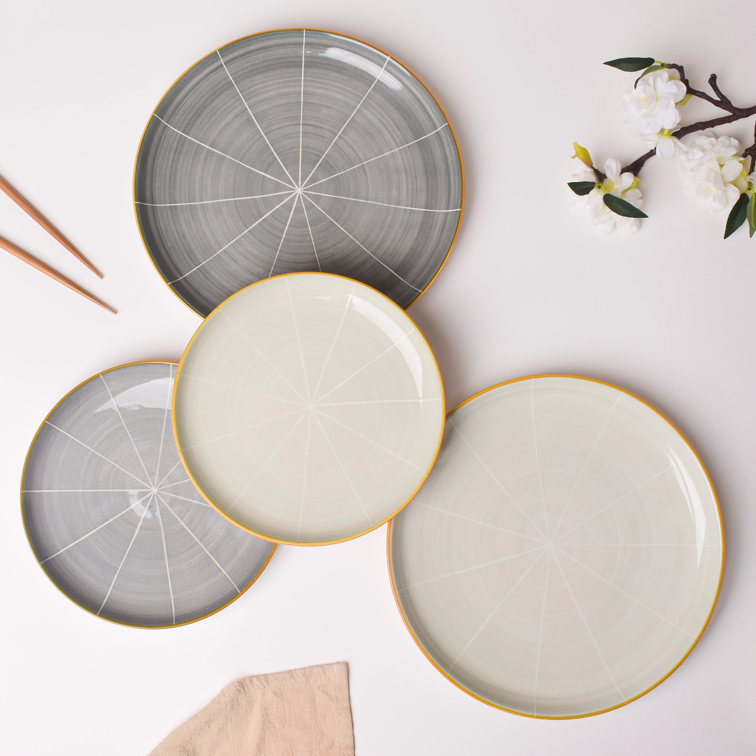 Willow Dark Grey Ceramic Snack Plate 8 inch - Image 6