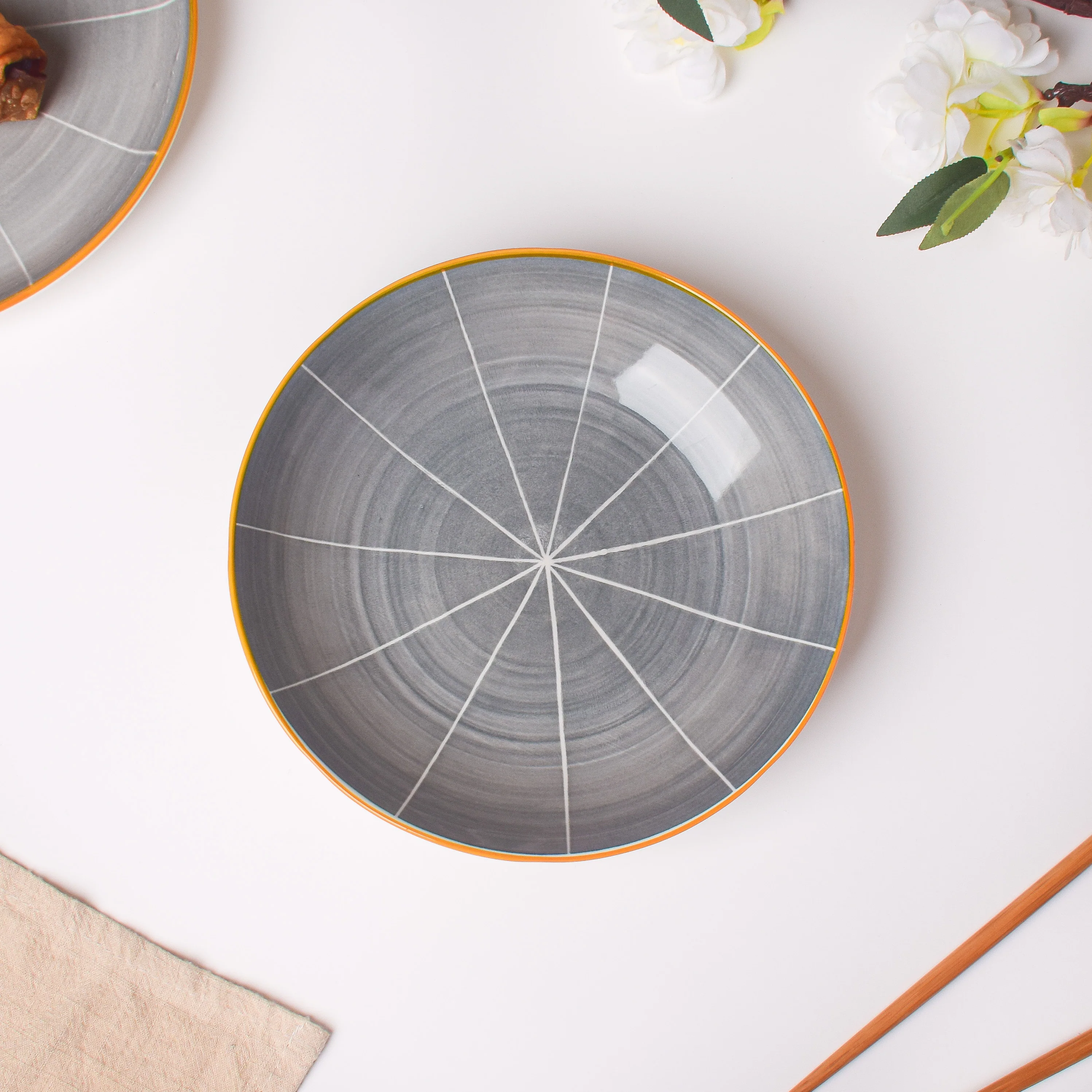 Willow Dark Grey Ceramic Pasta Plate - Image 4