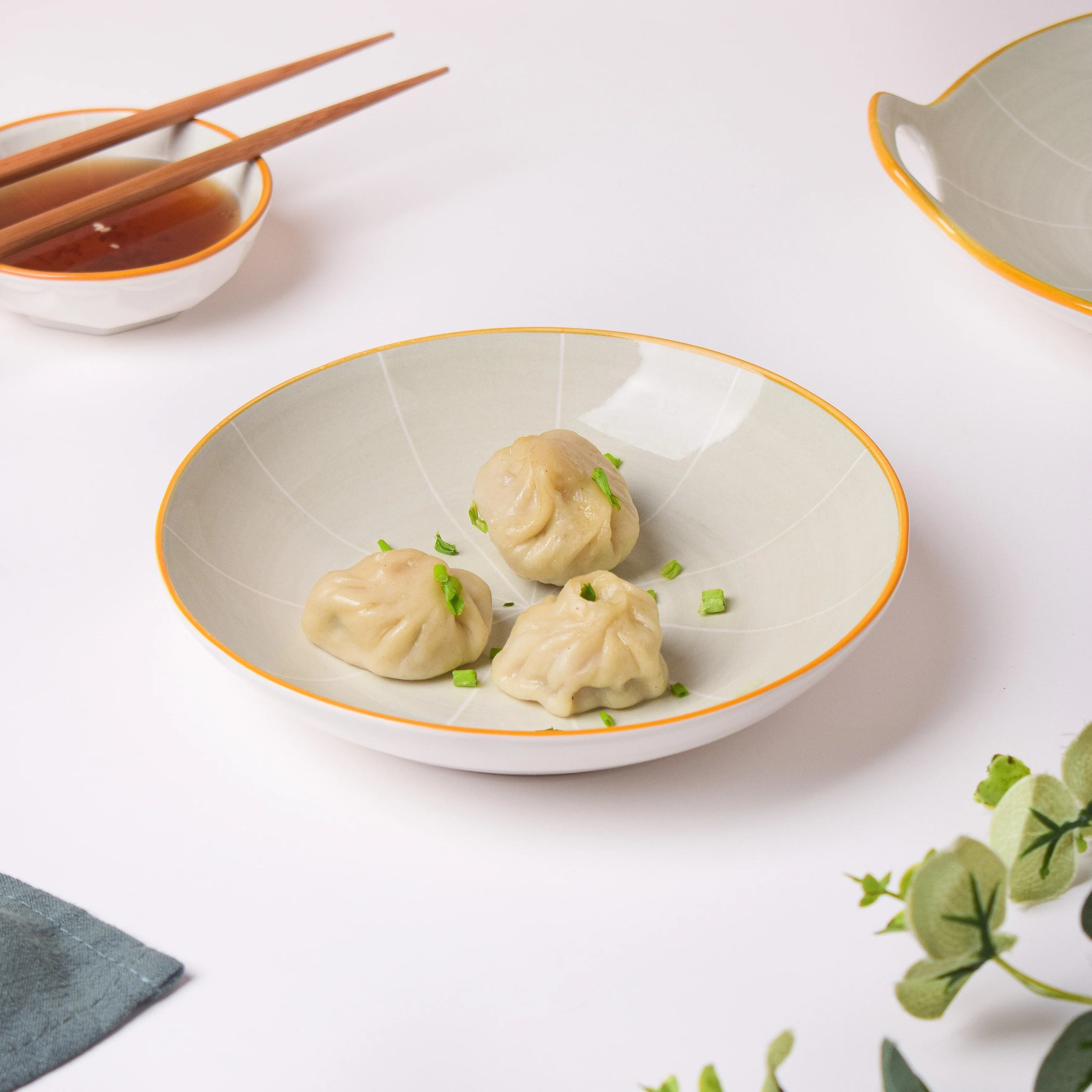 Willow Light Grey Ceramic Snack Plate 7 inch
