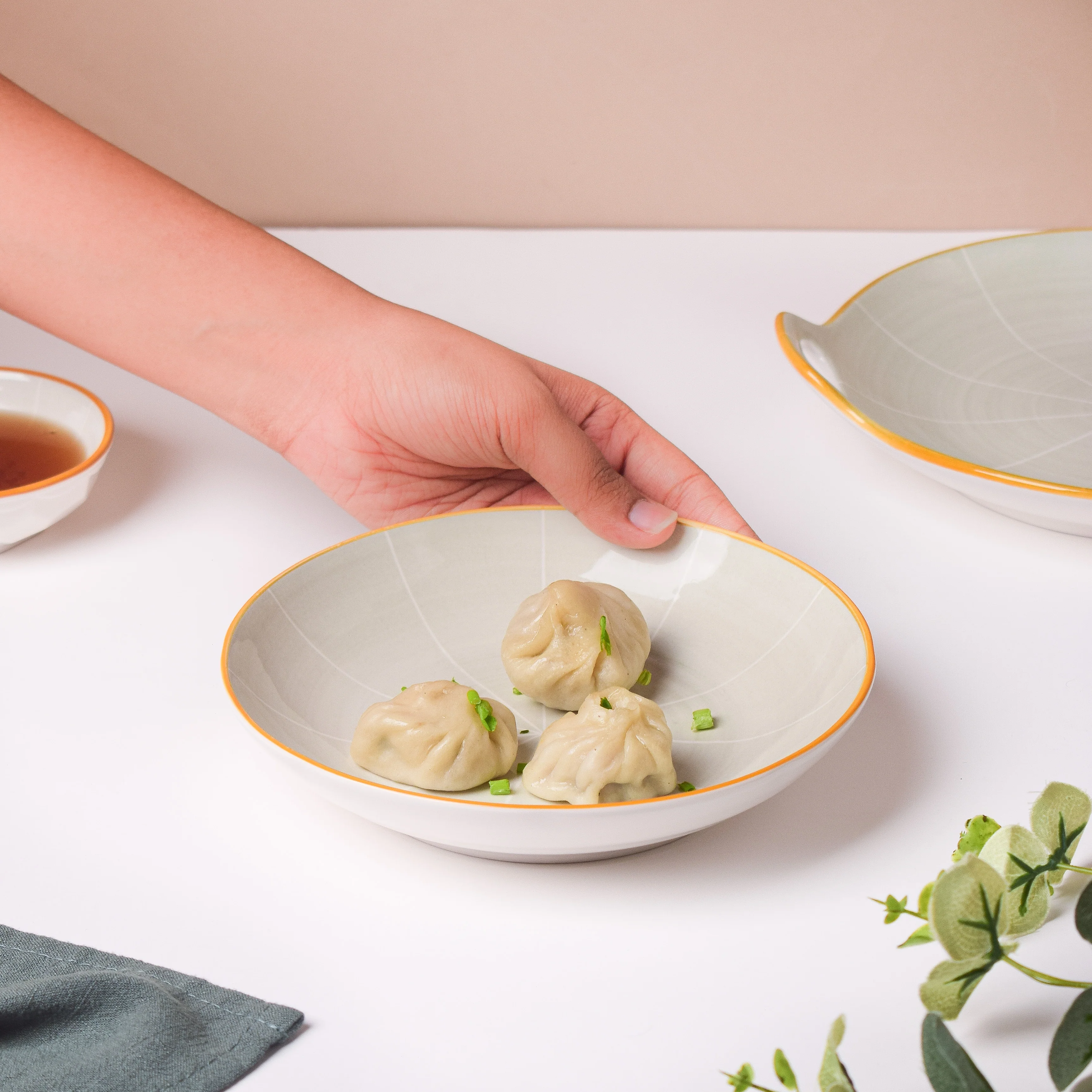 Willow Light Grey Ceramic Snack Plate 7 inch - Image 2