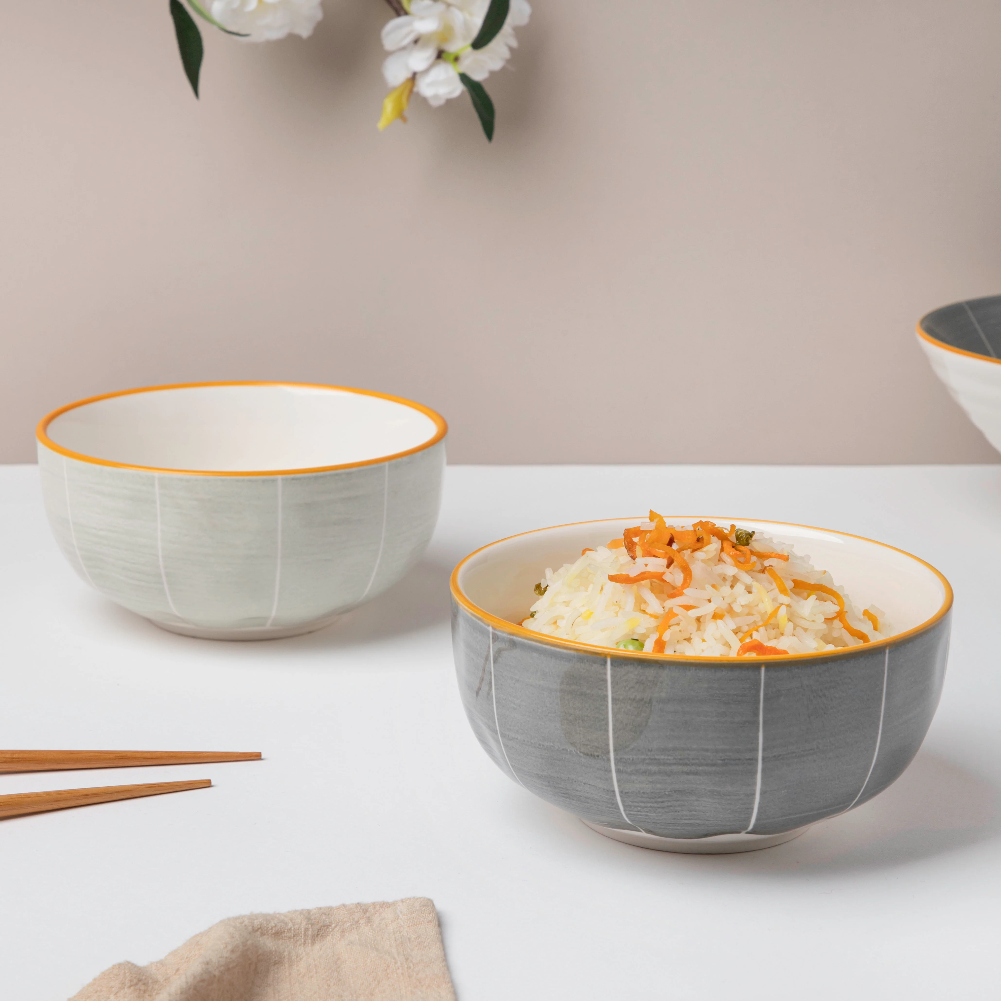 Willow Light Grey Ceramic Soup Bowl Large 500 ml - Image 5