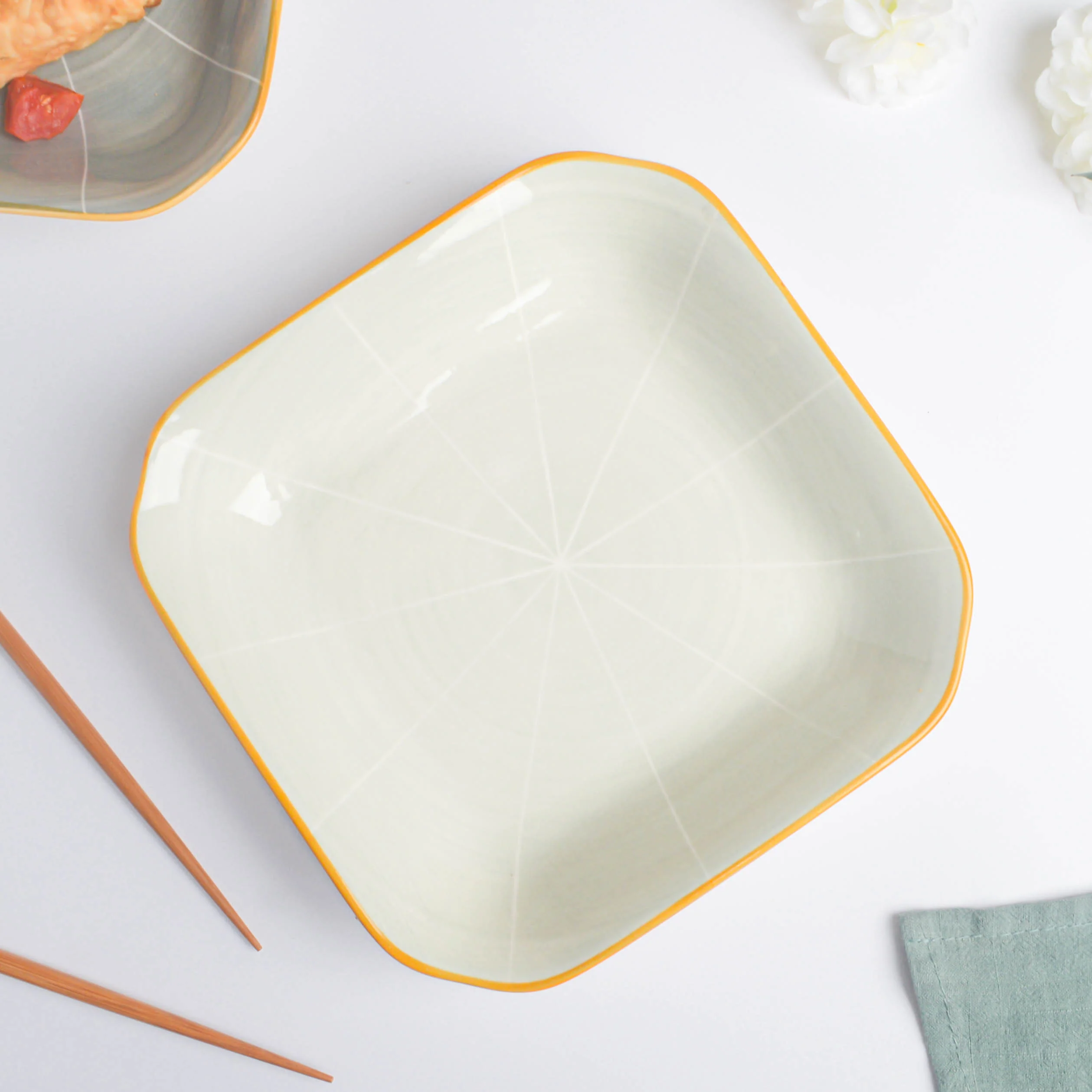 Willow Light Grey Square Ceramic Deep Dish - Image 2