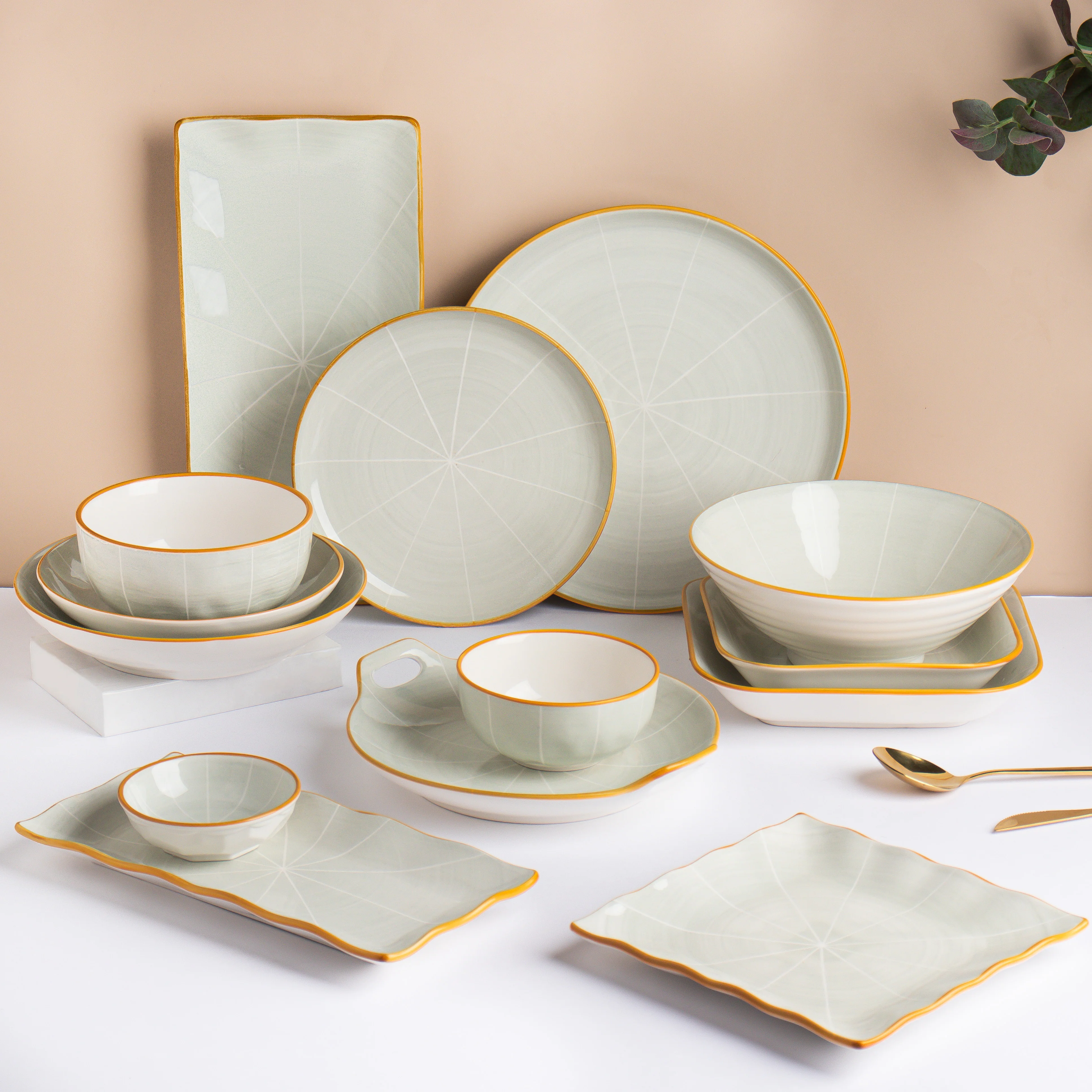 Willow Light Grey Square Ceramic Snack Plate - Image 7