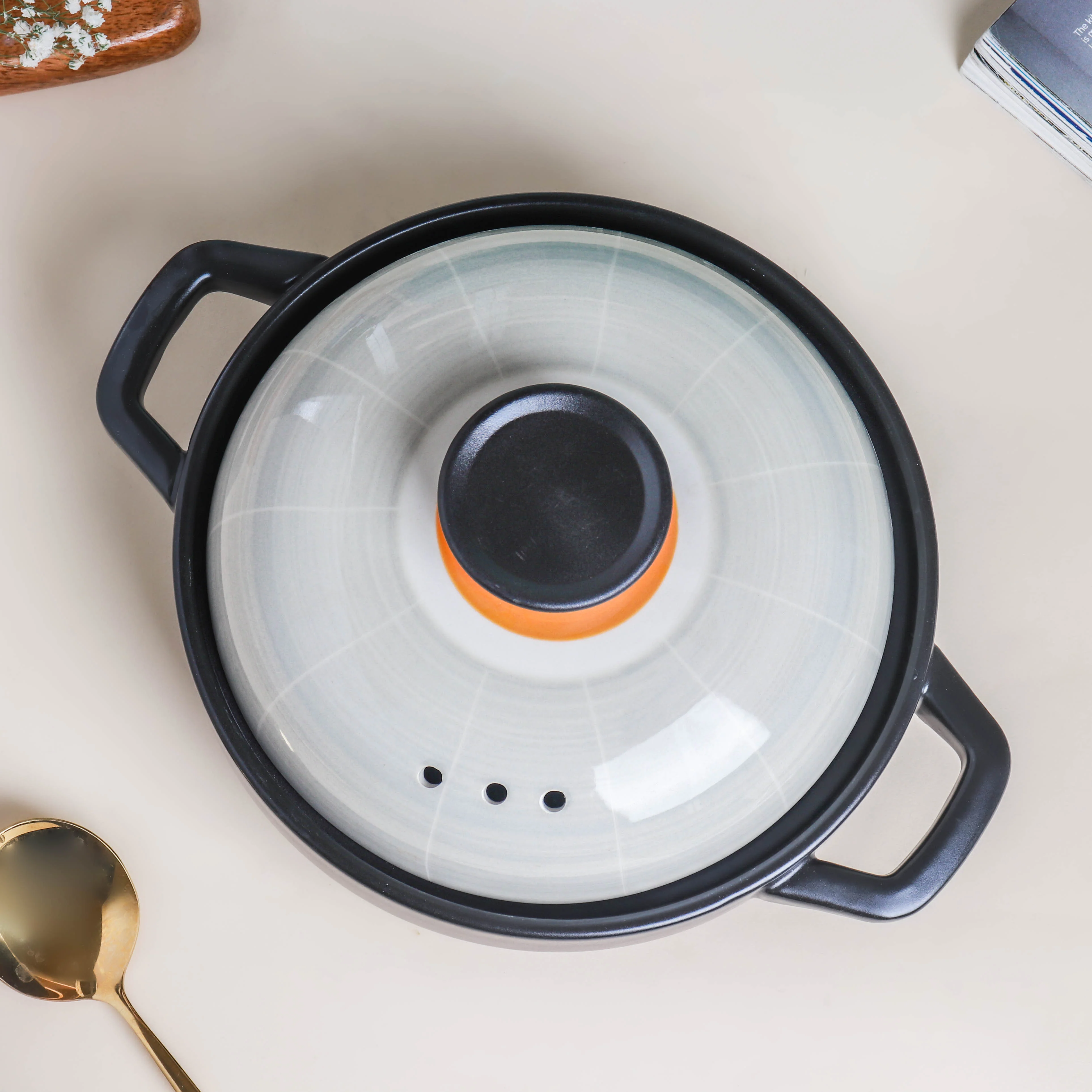 Willow Shallow Cooking Pot Ecru - Image 9
