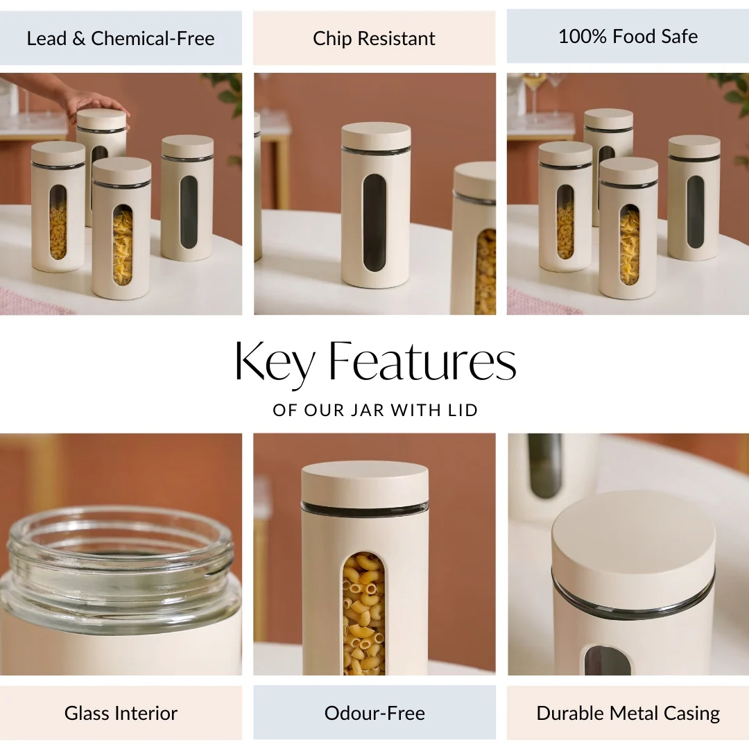Winnie Modular Glass Canister With Metal Cover Set Of 4 1500ml - Image 4